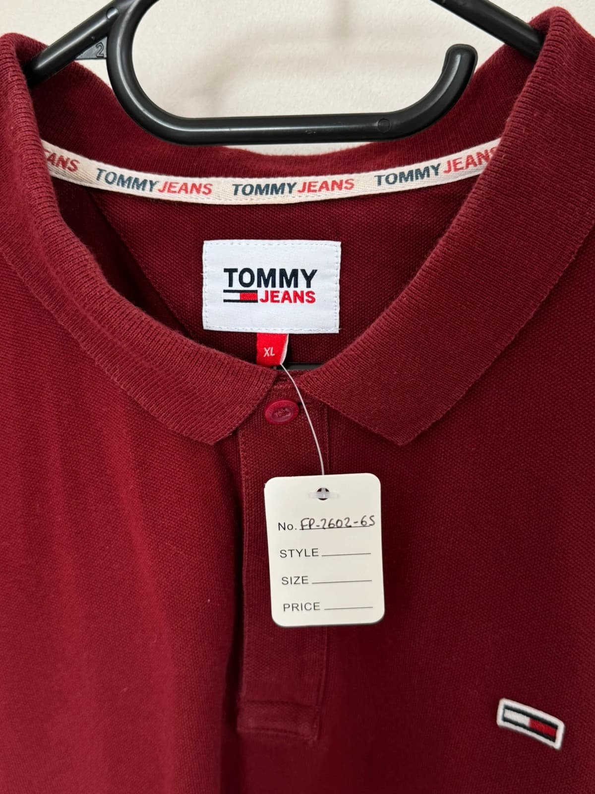Polo manches longues piqué Tommy Jeans bordeaux taille XL - FP260265 - Photo 5/7