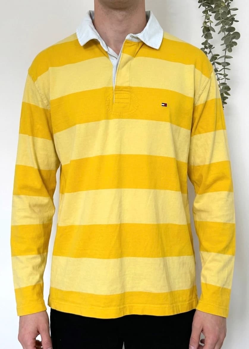 Polo manches longues rugby rayé Tommy Hilfiger jaune écru taille L - FP260220 - Photo 1/9