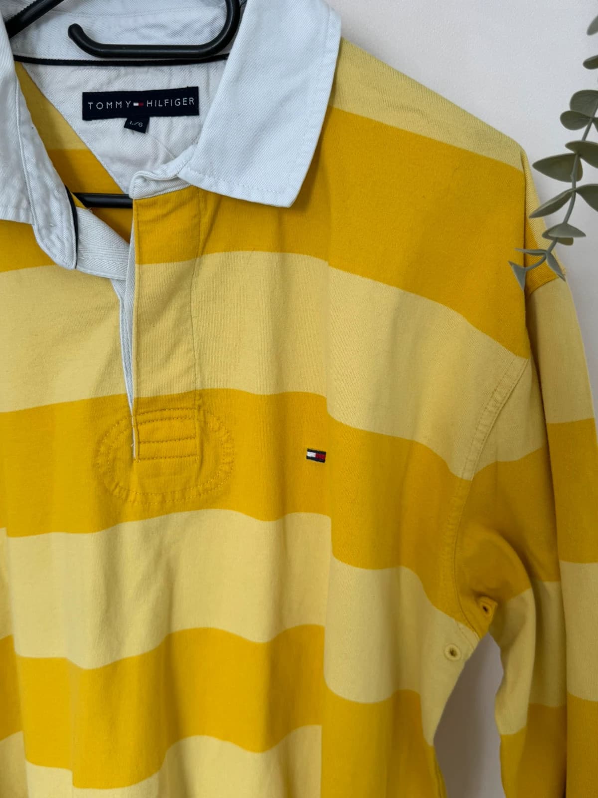 Polo manches longues rugby rayé Tommy Hilfiger jaune écru taille L - FP260220 - Photo 4/9