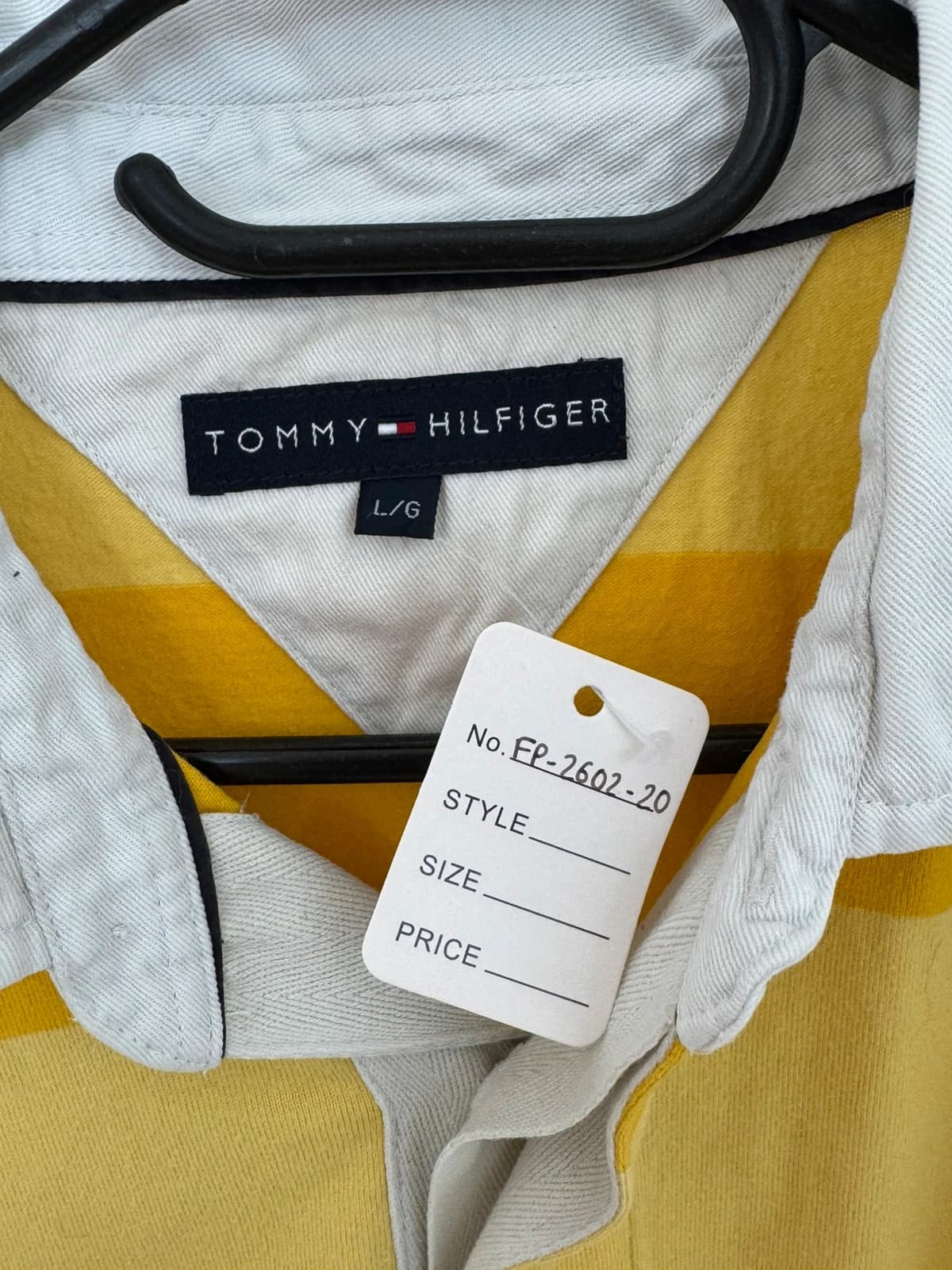 Polo manches longues rugby rayé Tommy Hilfiger jaune écru taille L - FP260220 - Photo 5/9