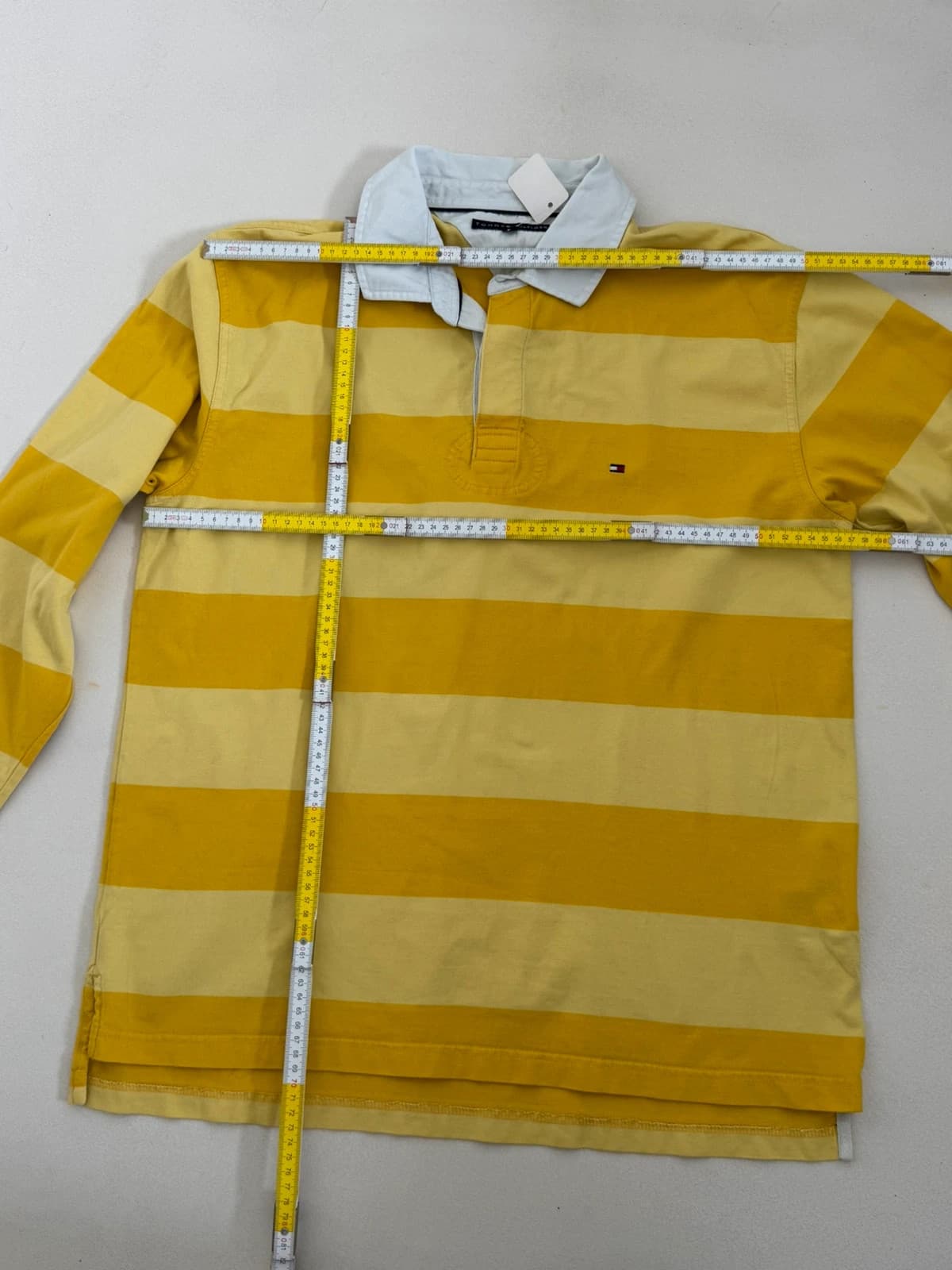 Polo manches longues rugby rayé Tommy Hilfiger jaune écru taille L - FP260220 - Photo 9/9