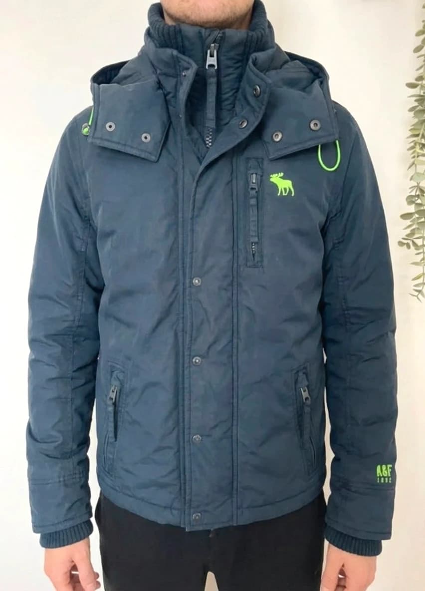 Blouson bleu marine Abercrombie & Fitch logo brodé vert taille S - Photo 1/13