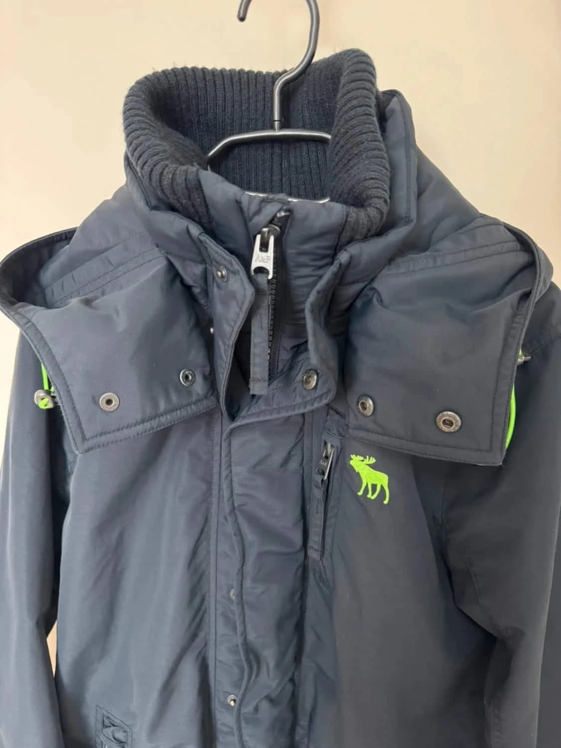 Blouson bleu marine Abercrombie & Fitch logo brodé vert taille S - Photo 3/13