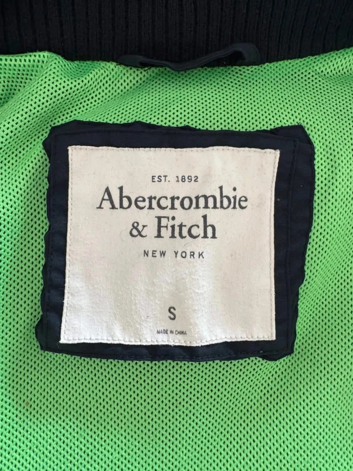 Blouson bleu marine Abercrombie & Fitch logo brodé vert taille S - Photo 7/13