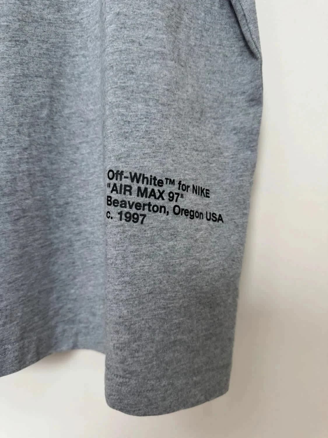 T-shirt oversize gris collab Off-White x Nike Air Max 97 grand logo swoosh au dos taille XXL - Photo 4/11