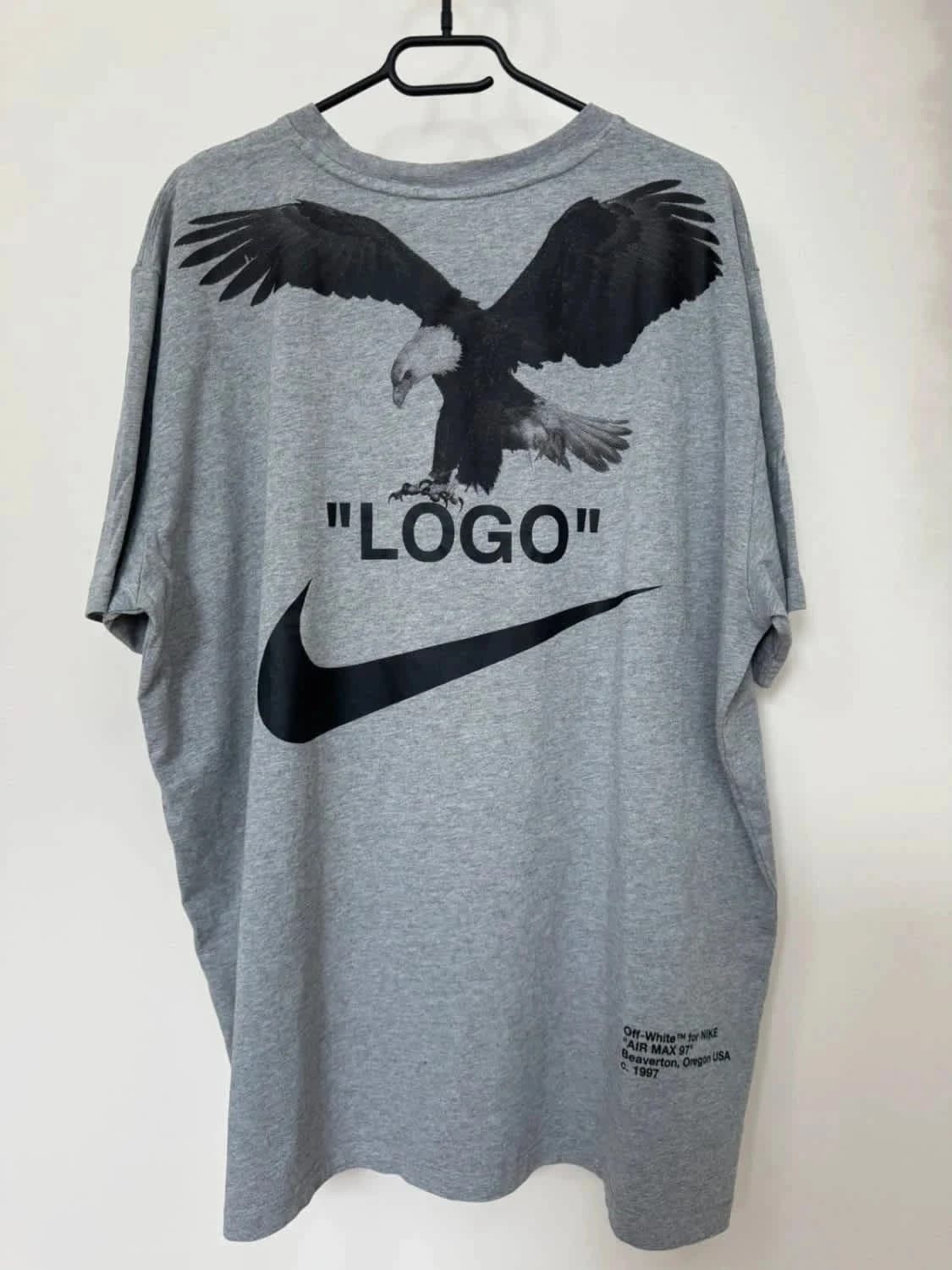 T-shirt oversize gris collab Off-White x Nike Air Max 97 grand logo swoosh au dos taille XXL - Photo 5/11