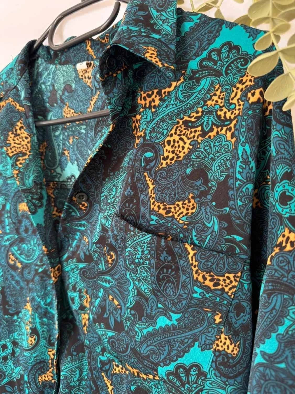 Chemise turquoise oversize à imprimé taille S - Photo 3/6