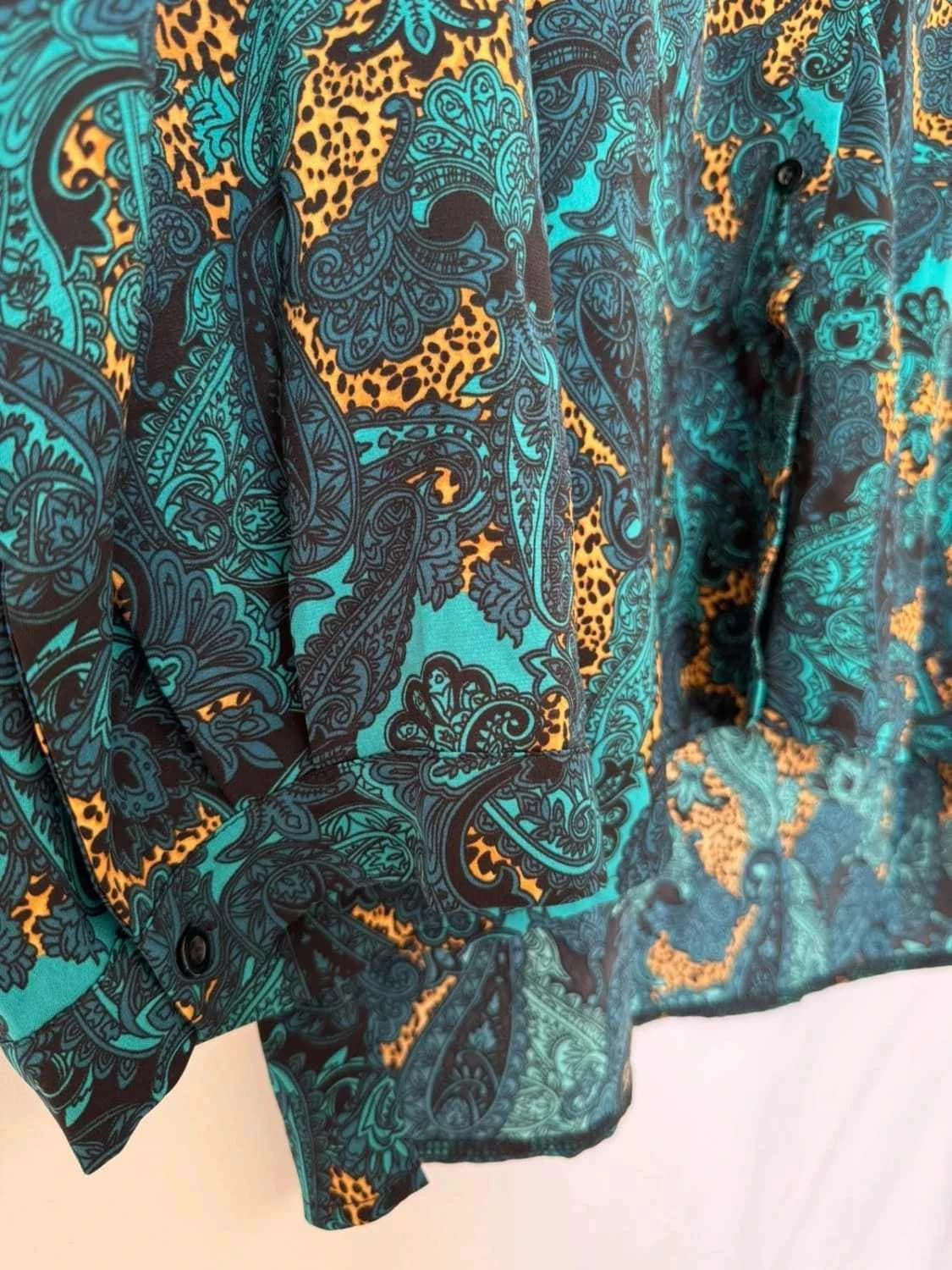 Chemise turquoise oversize à imprimé taille S - Photo 4/6