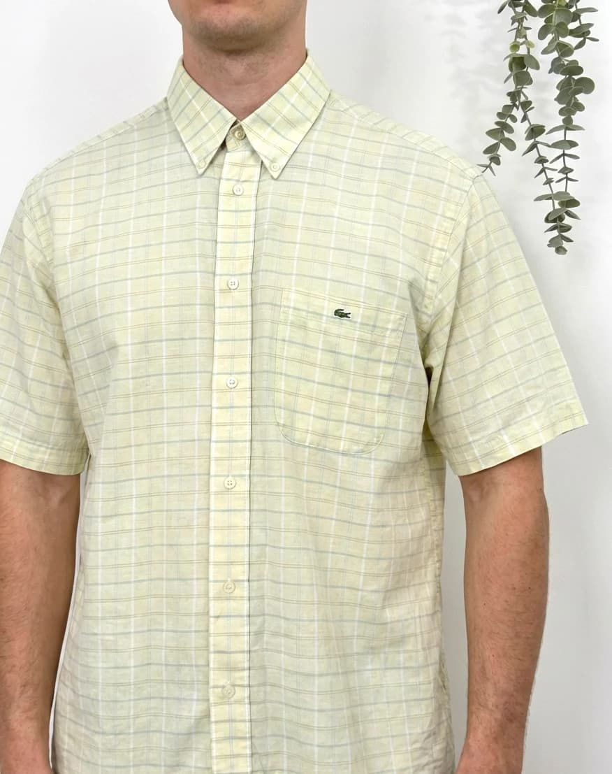 Chemise manches courtes Lacoste coton carreaux jaune pâle taille 42/XL - FP260191 - Photo 1/8