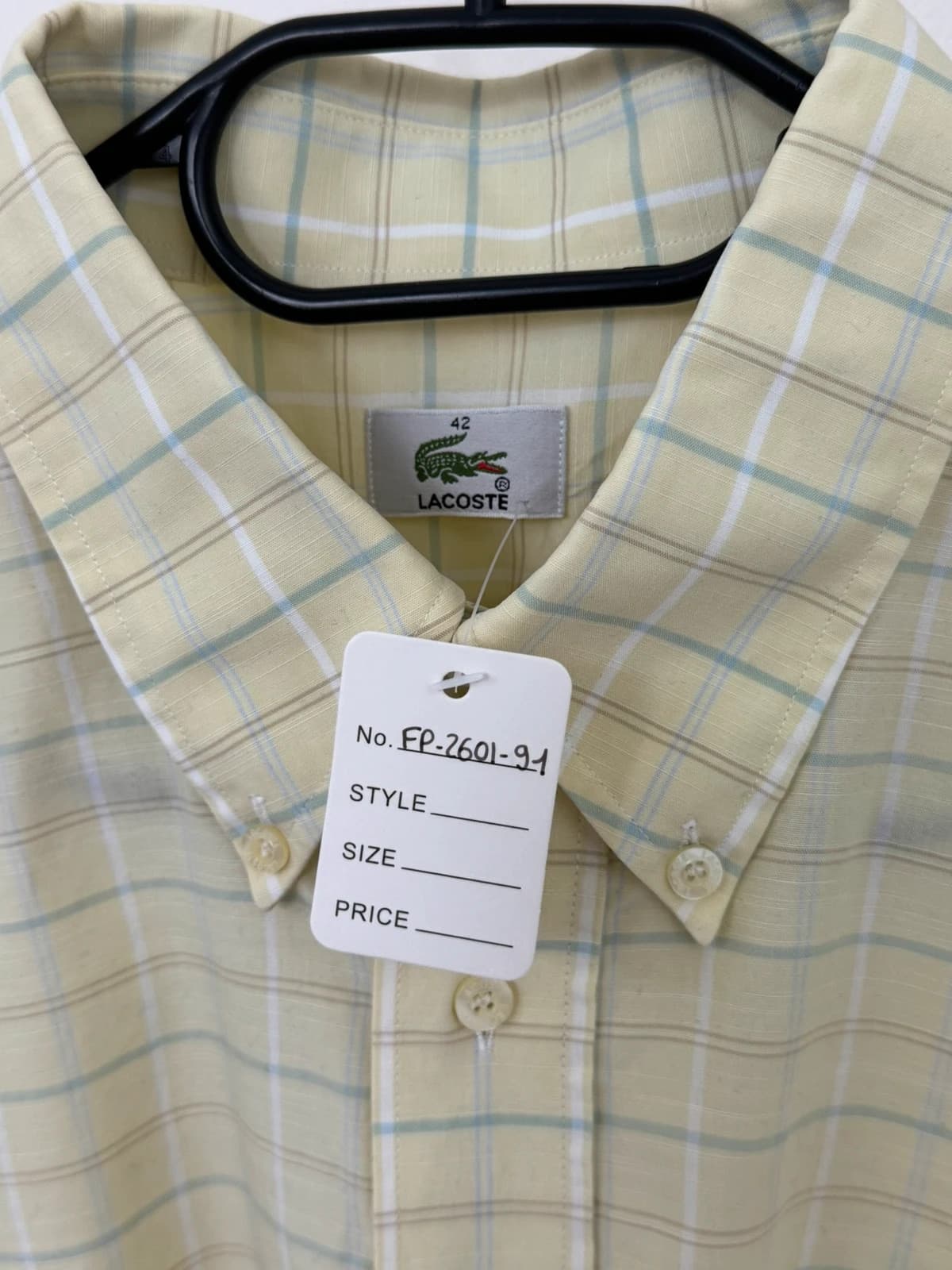 Chemise manches courtes Lacoste coton carreaux jaune pâle taille 42/XL - FP260191 - Photo 4/8