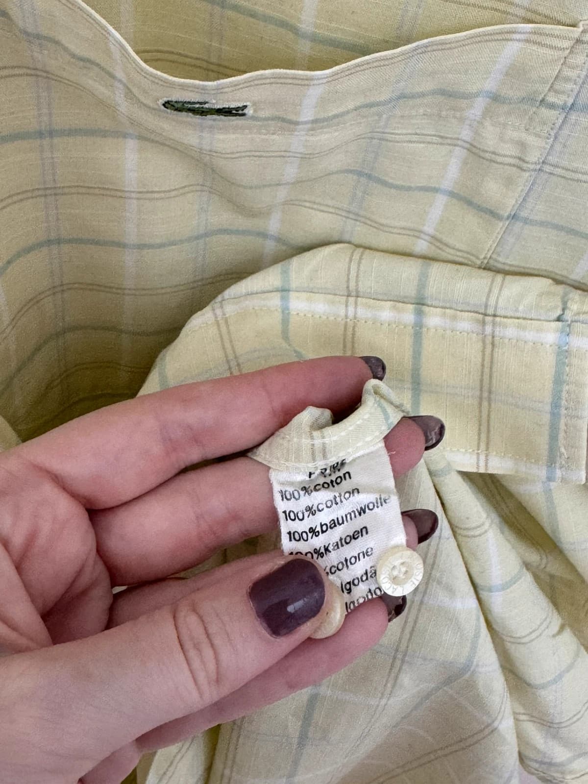 Chemise manches courtes Lacoste coton carreaux jaune pâle taille 42/XL - FP260191 - Photo 5/8