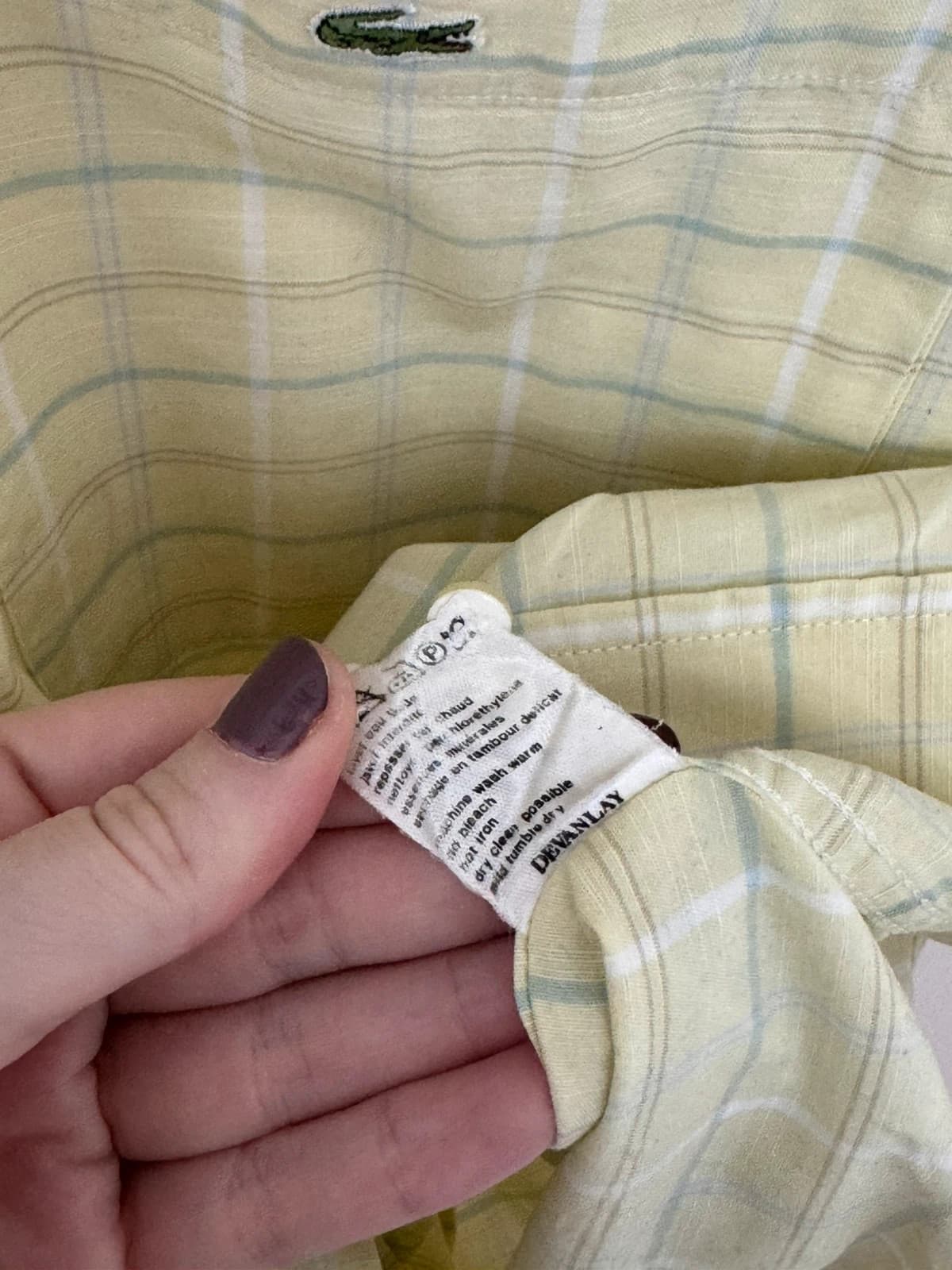 Chemise manches courtes Lacoste coton carreaux jaune pâle taille 42/XL - FP260191 - Photo 6/8