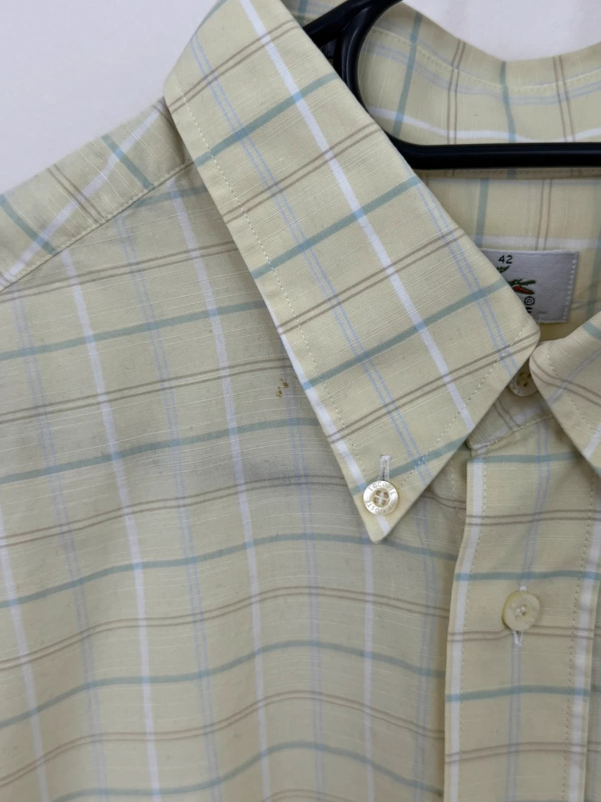 Chemise manches courtes Lacoste coton carreaux jaune pâle taille 42/XL - FP260191 - Photo 7/8