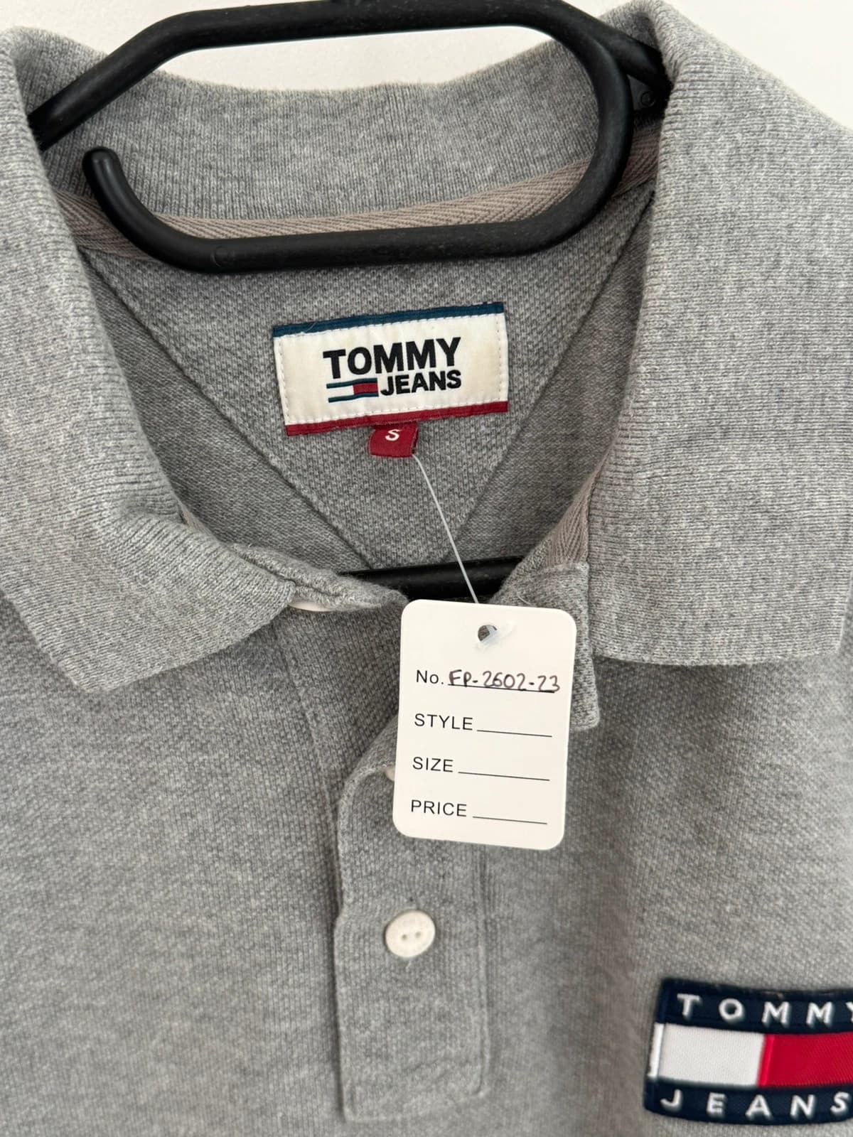 Polo Tommy Jeans gris chiné logo drapeau taille S - FP260223 - Photo 4/7