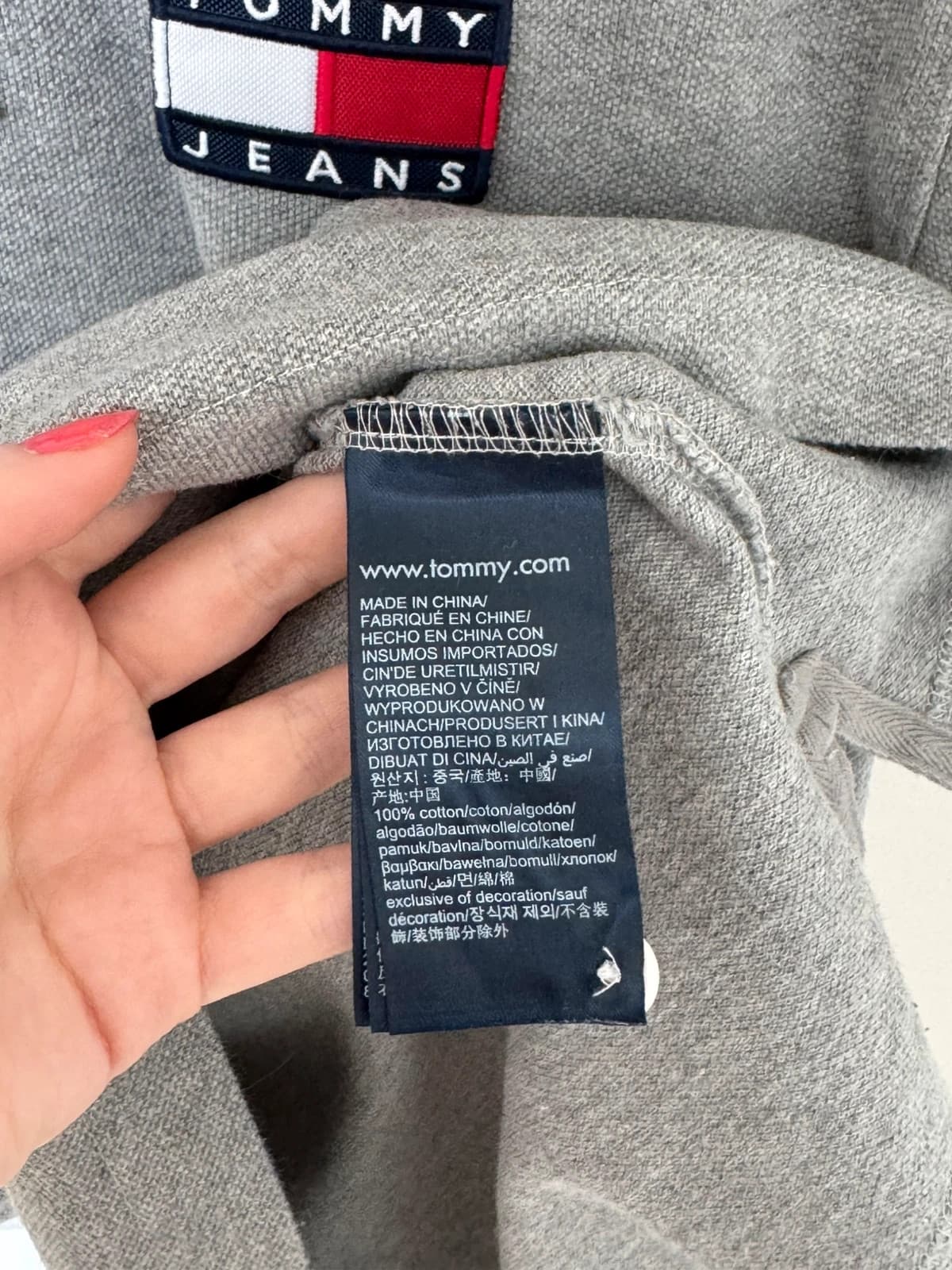 Polo Tommy Jeans gris chiné logo drapeau taille S - FP260223 - Photo 5/7