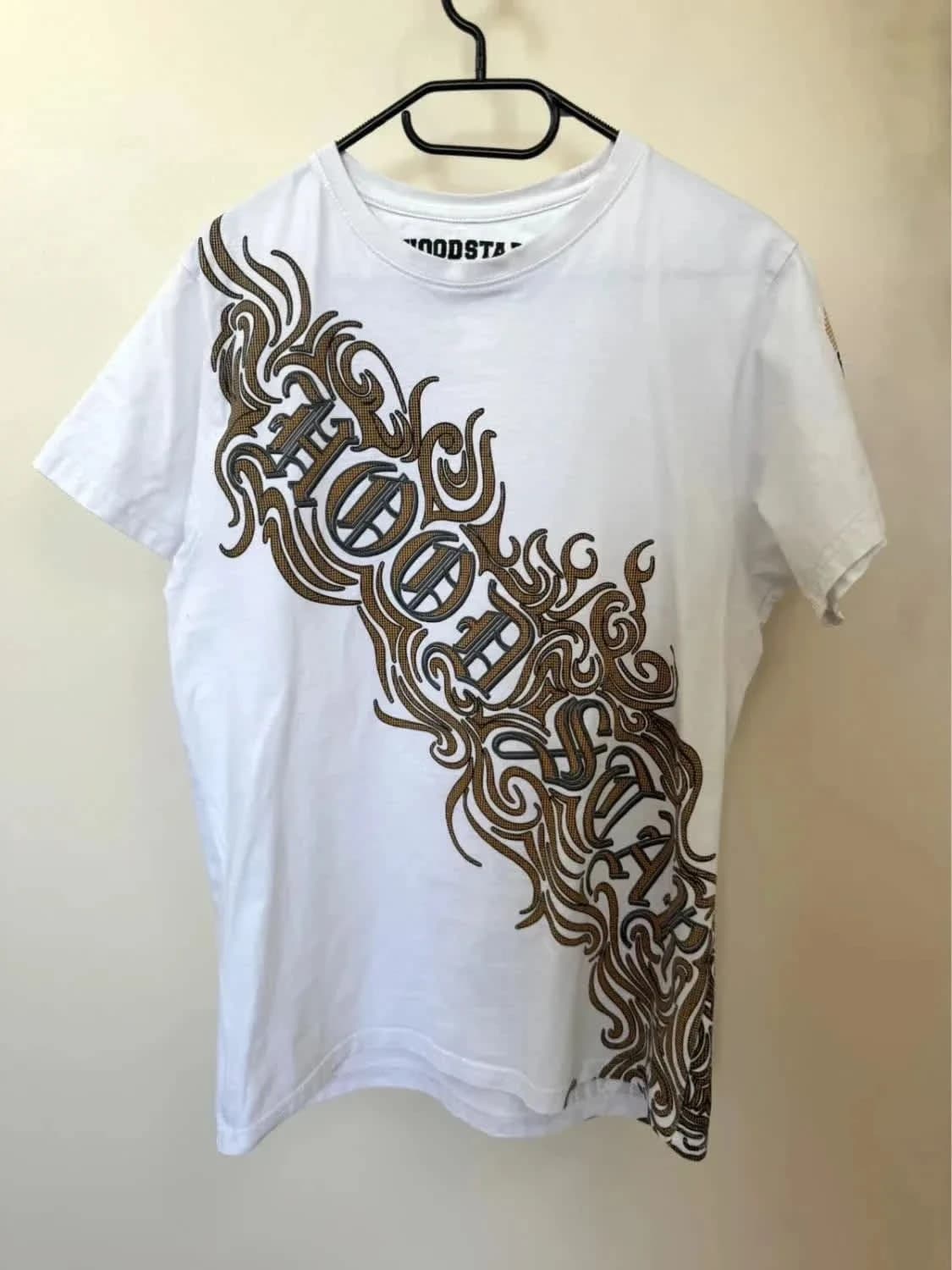T-shirt Hoodstar blanc graphique bulldog tribal Y2K taille L - Photo 2/5