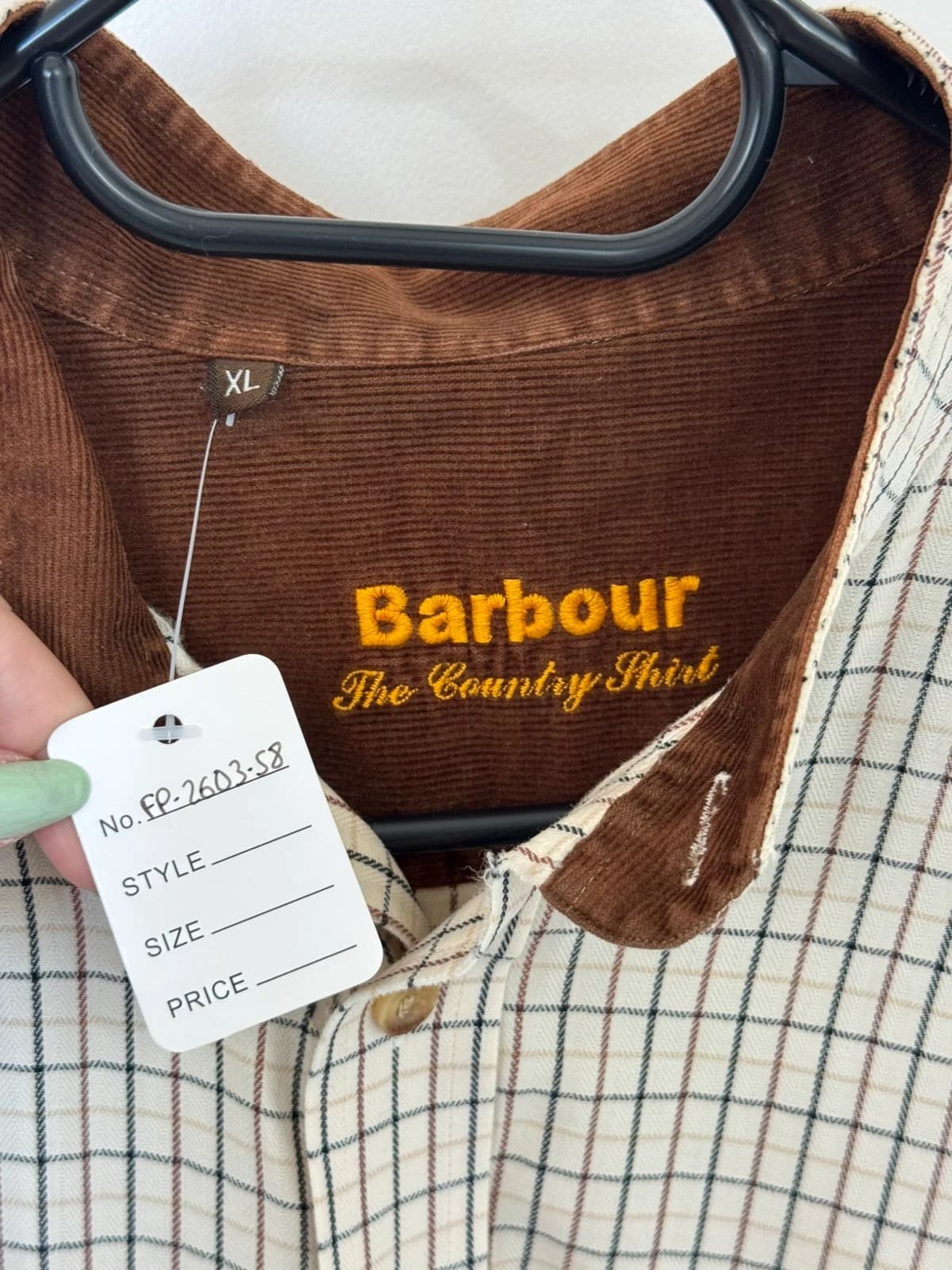 Chemise Barbour carreaux beige écru col velours XL coupe droite - FP260358 - Photo 3/9