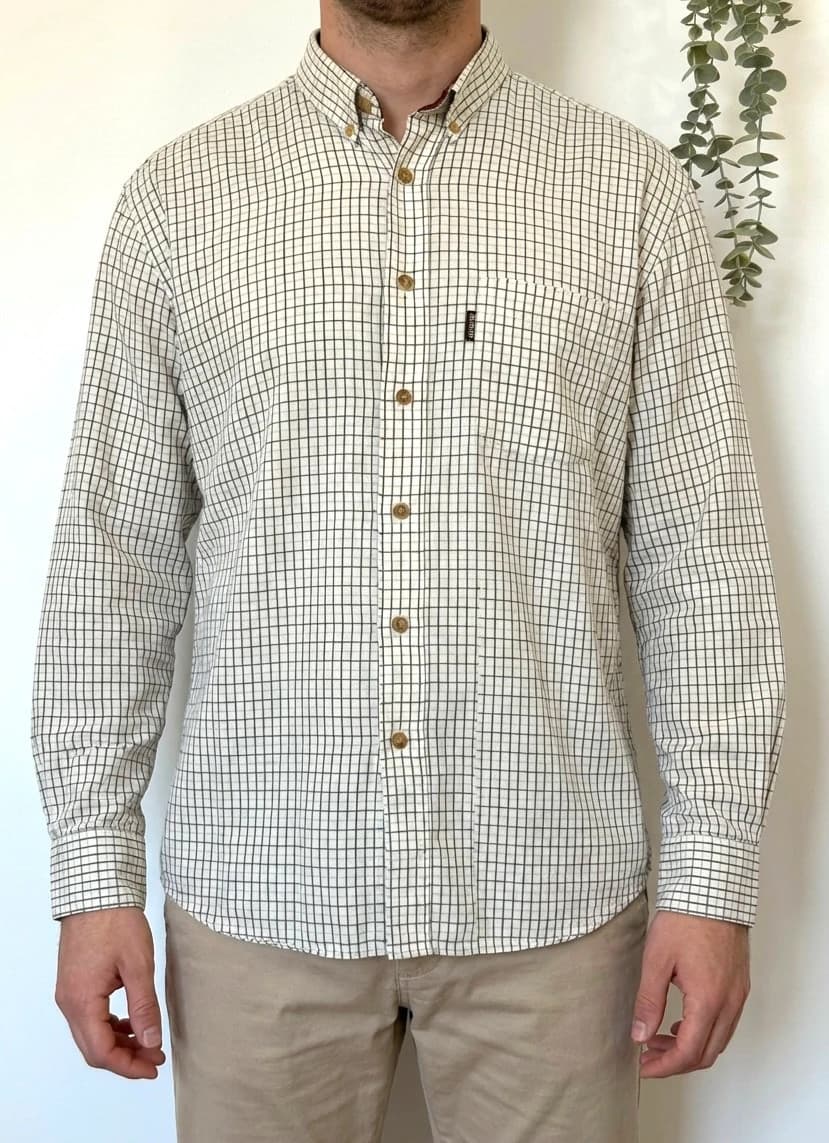 Chemise Barbour carreaux beige écru col velours XL coupe droite - FP260358 - Photo 1/9