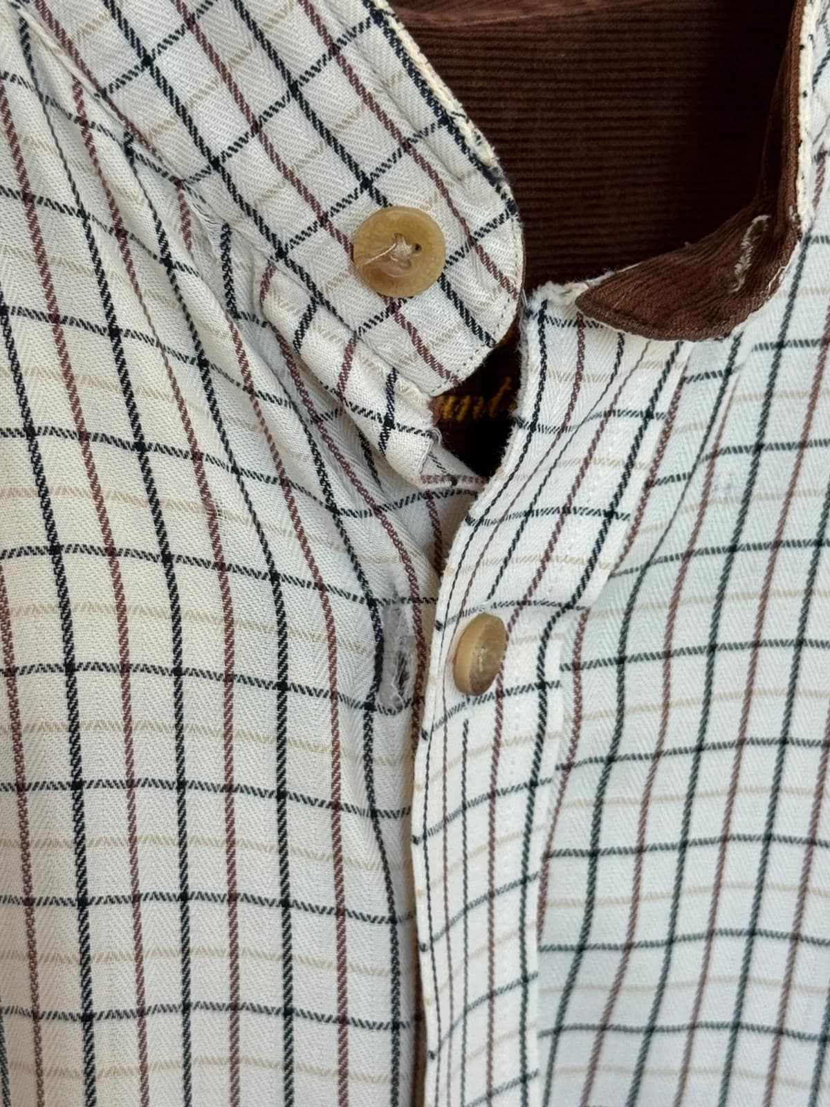 Chemise Barbour carreaux beige écru col velours XL coupe droite - FP260358 - Photo 6/9