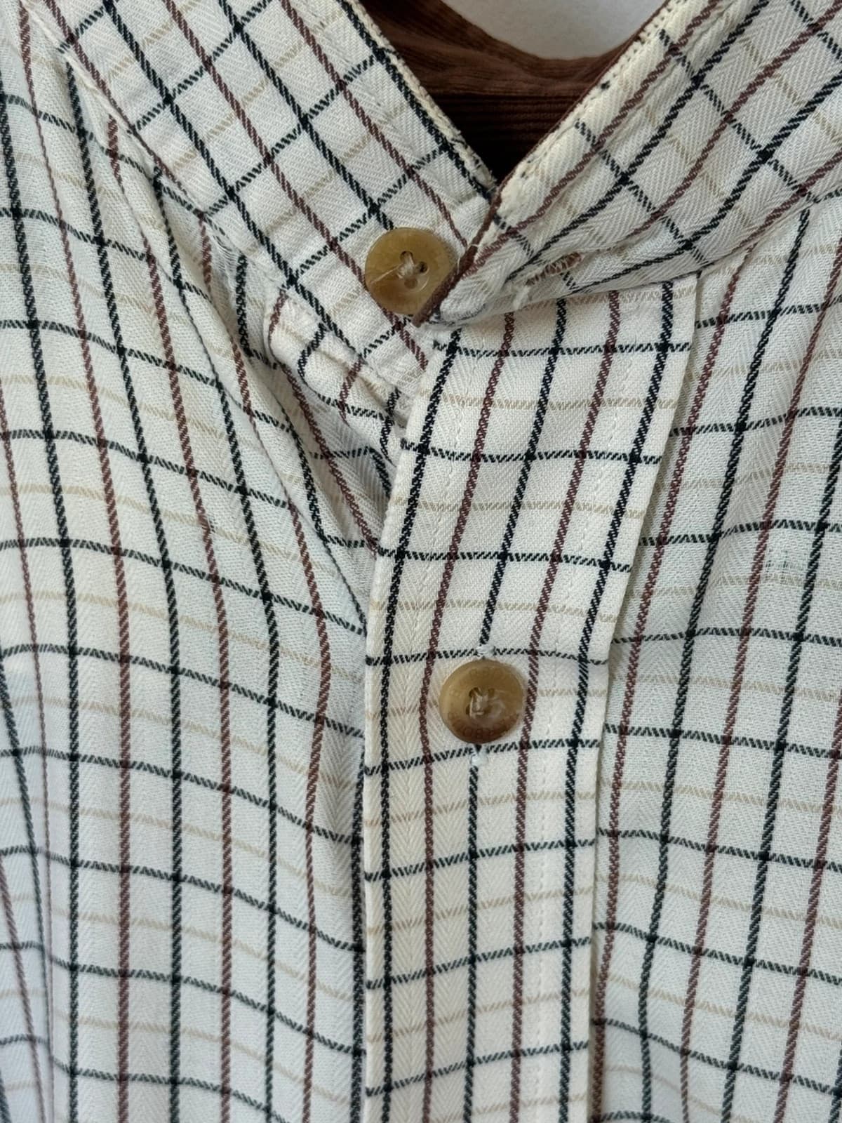 Chemise Barbour carreaux beige écru col velours XL coupe droite - FP260358 - Photo 7/9