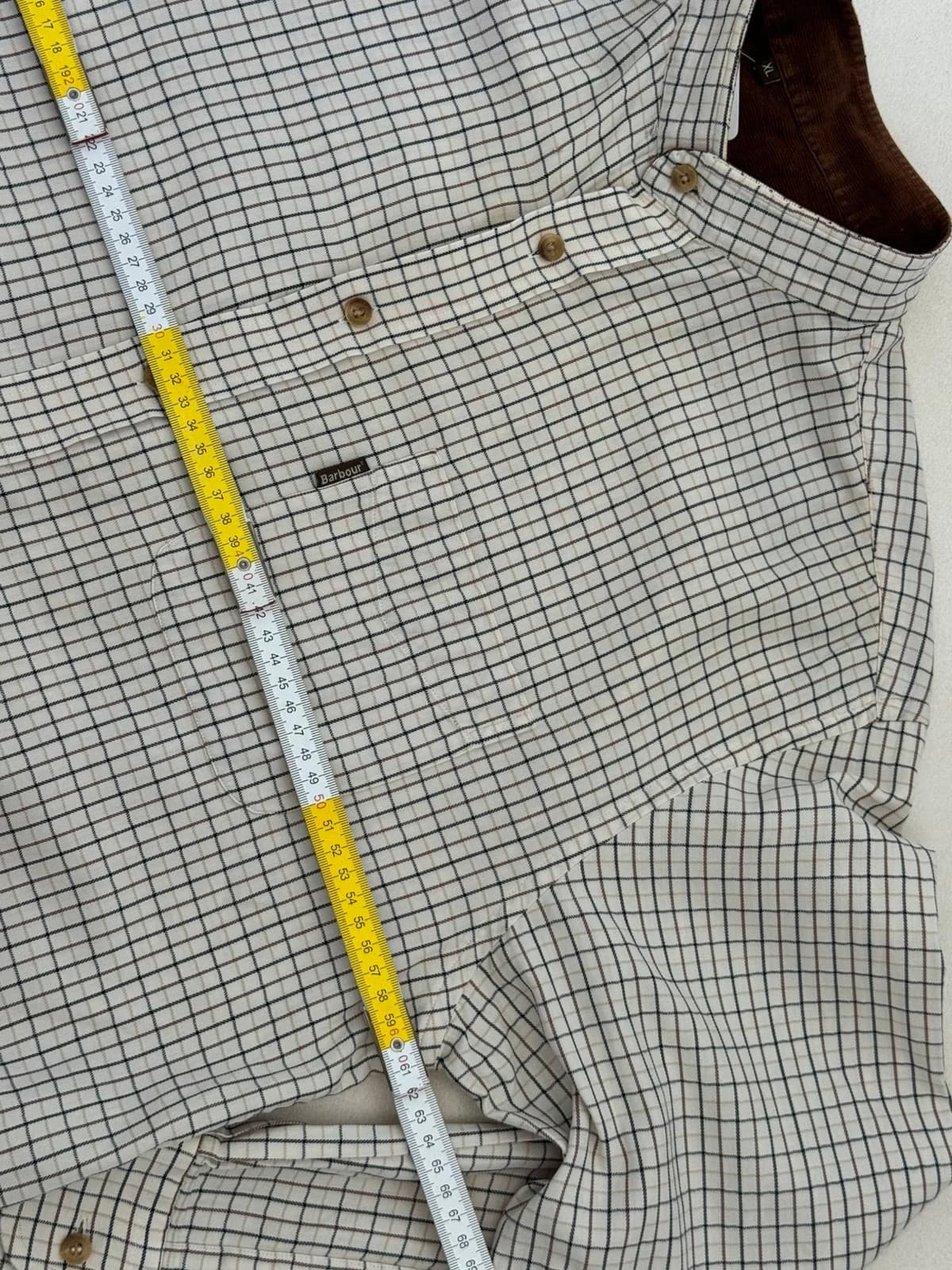 Chemise Barbour carreaux beige écru col velours XL coupe droite - FP260358 - Photo 8/9