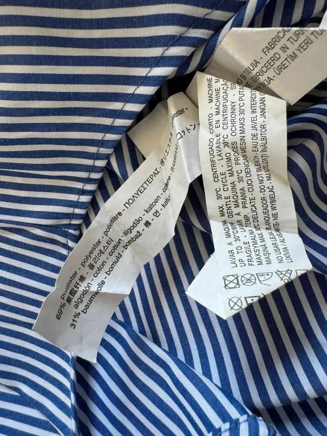 Blouse Zara bleue et blanche à rayures avec motifs fleurs taille S - Photo 7/8