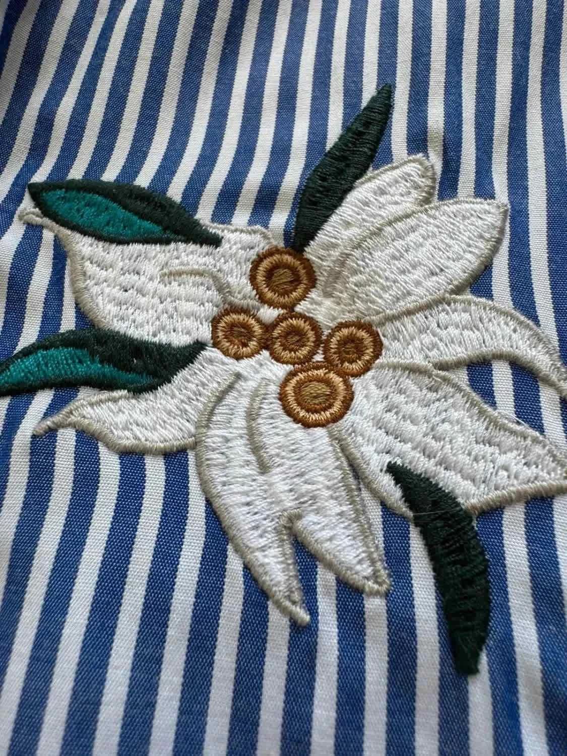 Blouse Zara bleue et blanche à rayures avec motifs fleurs taille S - Photo 8/8