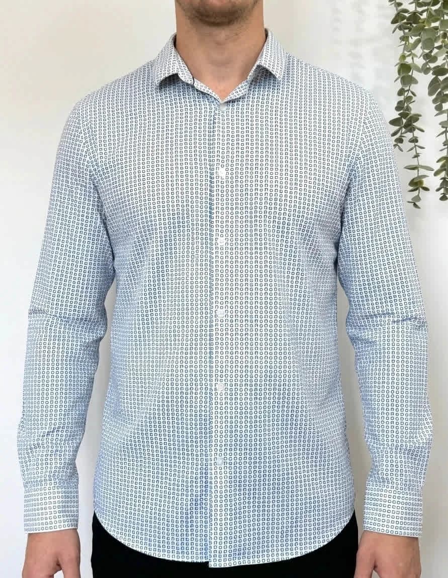 Chemise regular IKKS Men blanc motifs bleu marine fers à cheval taille M - SC260118 - Photo 1/9