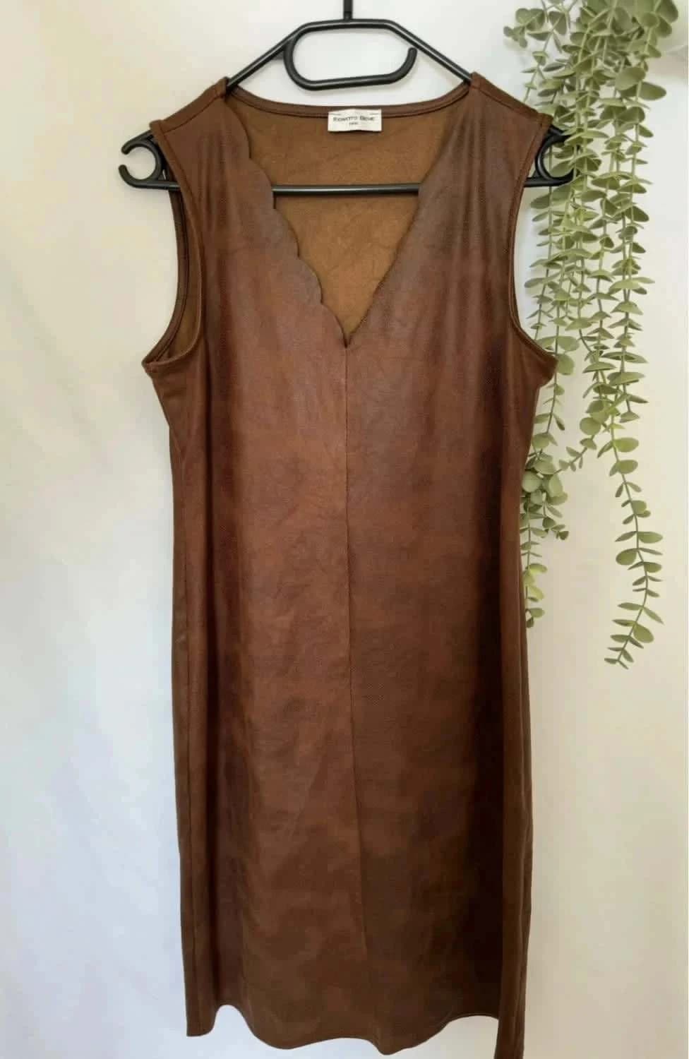 Robe sans manches effet cuir marron Renatto Benne taille 38 - Photo 2/5