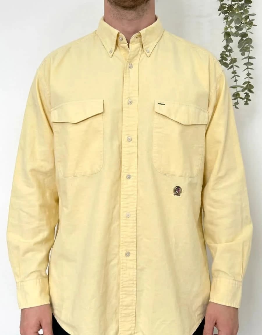 Chemise coton oxford Tommy Hilfiger jaune bouton col taille XXL - FP260164 - Photo 1/8