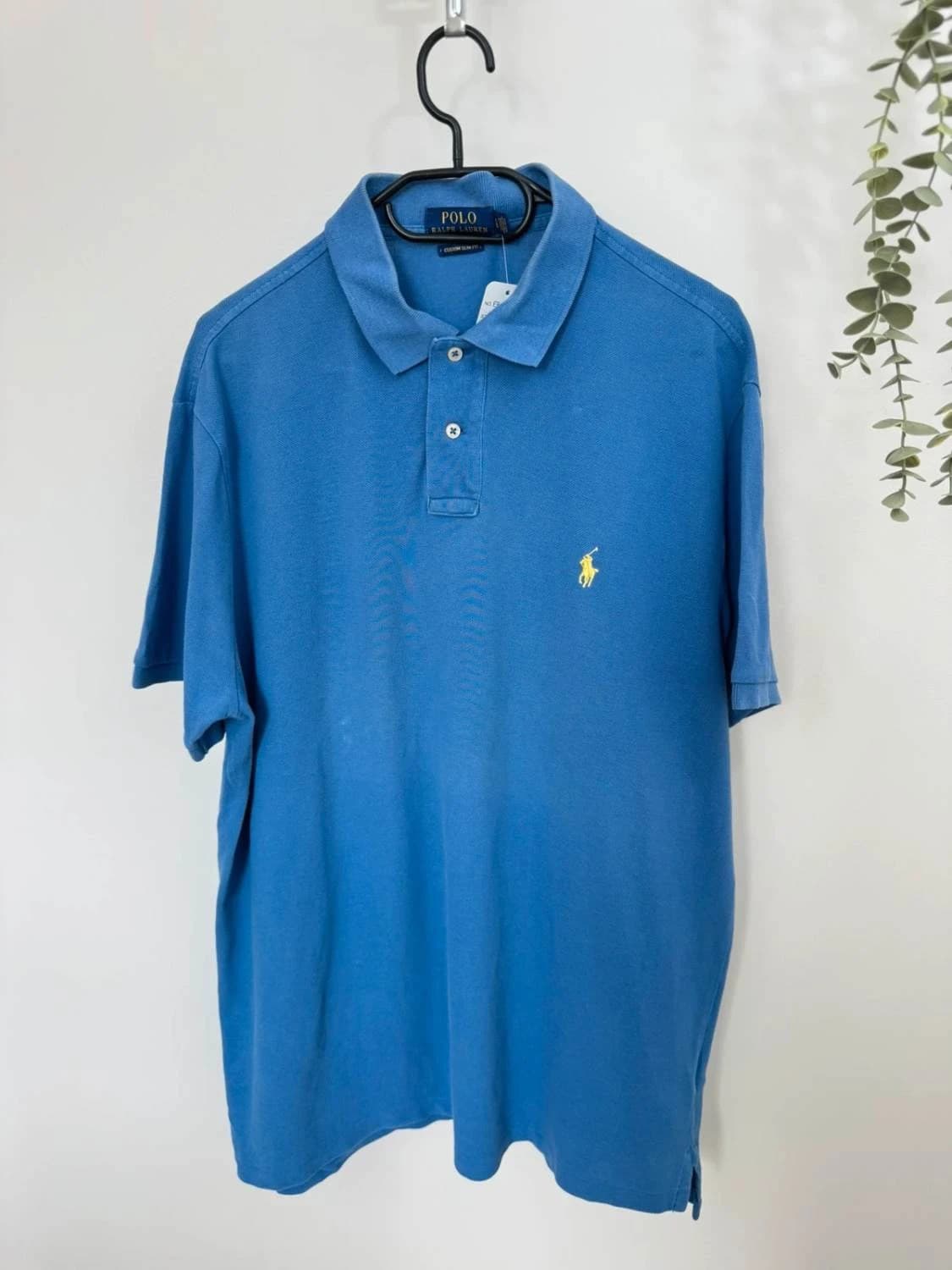 Polo Ralph Lauren din bumbac piqué albastru cu logo galben, mărime XL - FP251262 - Fotografia 3/9