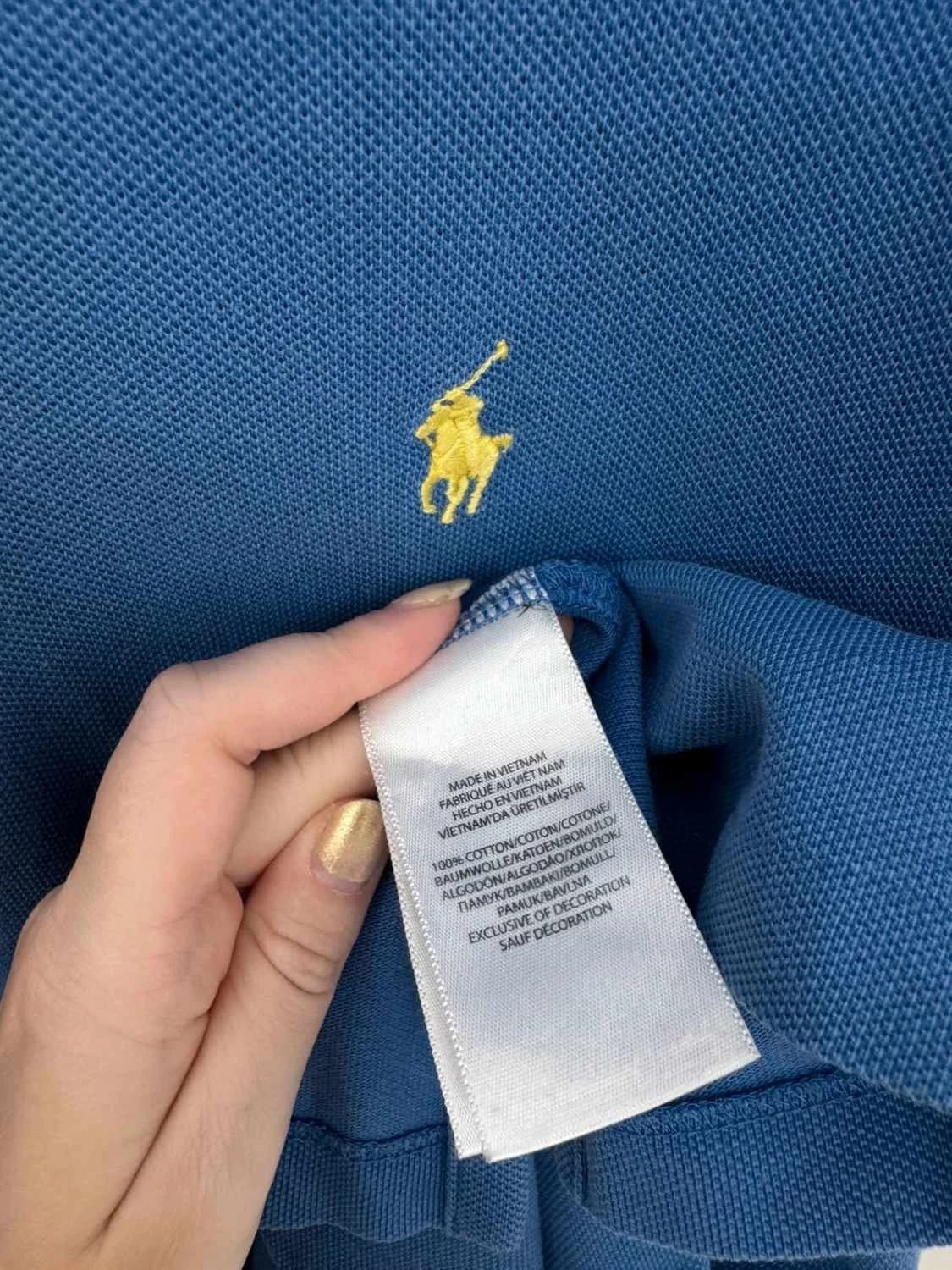 Polo Ralph Lauren din bumbac piqué albastru cu logo galben, mărime XL - FP251262 - Fotografia 7/9