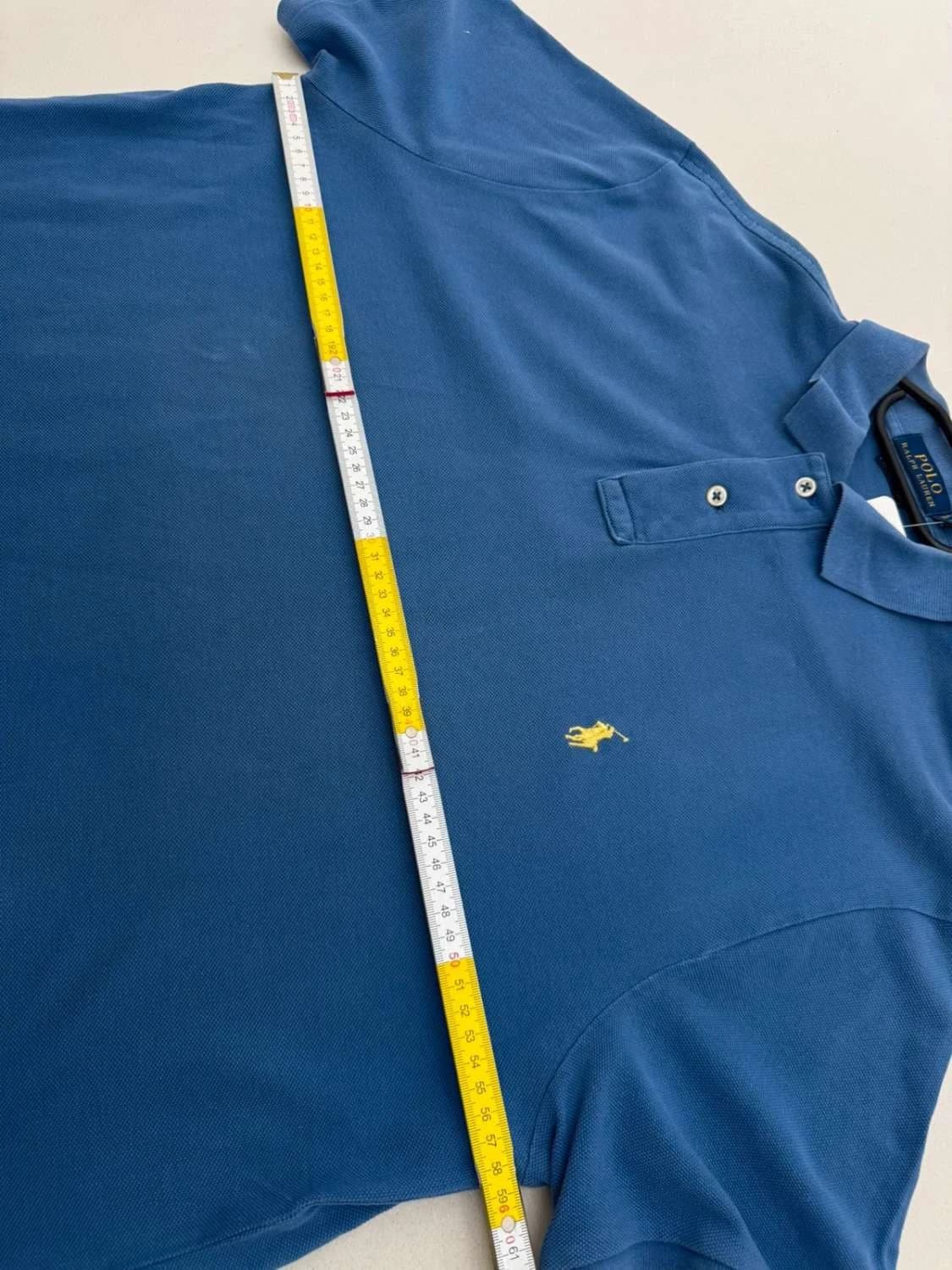 Polo Ralph Lauren din bumbac piqué albastru cu logo galben, mărime XL - FP251262 - Fotografia 9/9