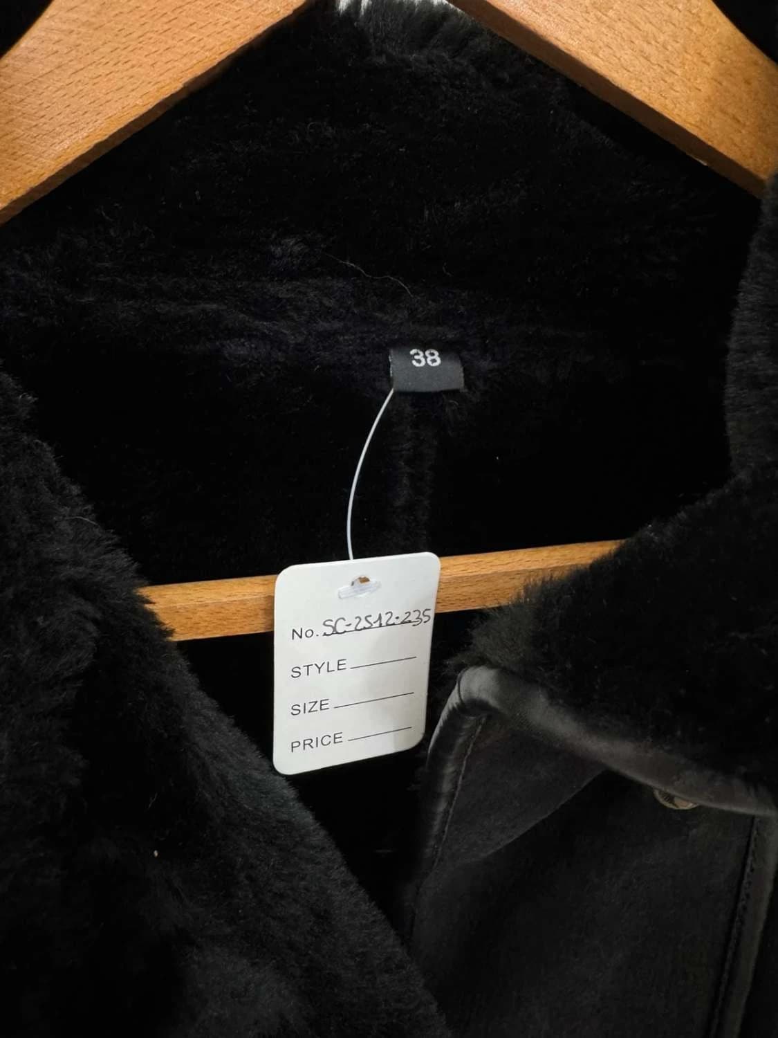 Manteau long cuir shearling noir doublé fausse fourrure taille 38 - SC2512235 - Photo 4/6