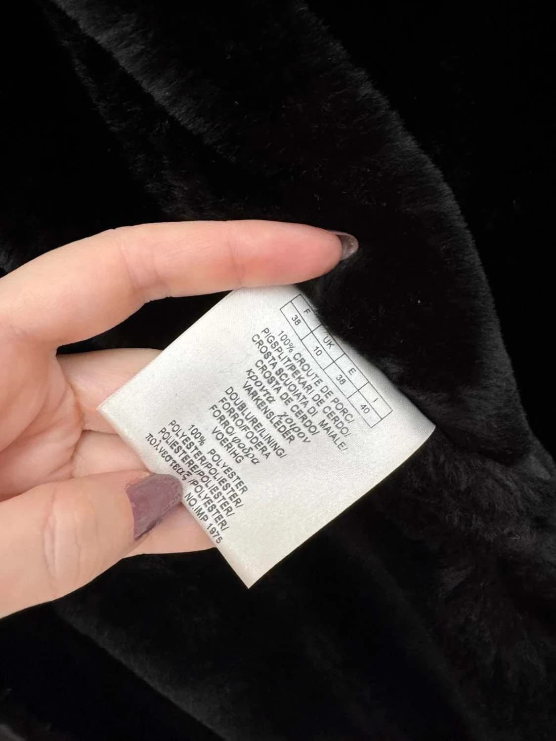 Manteau long cuir shearling noir doublé fausse fourrure taille 38 - SC2512235 - Photo 6/6