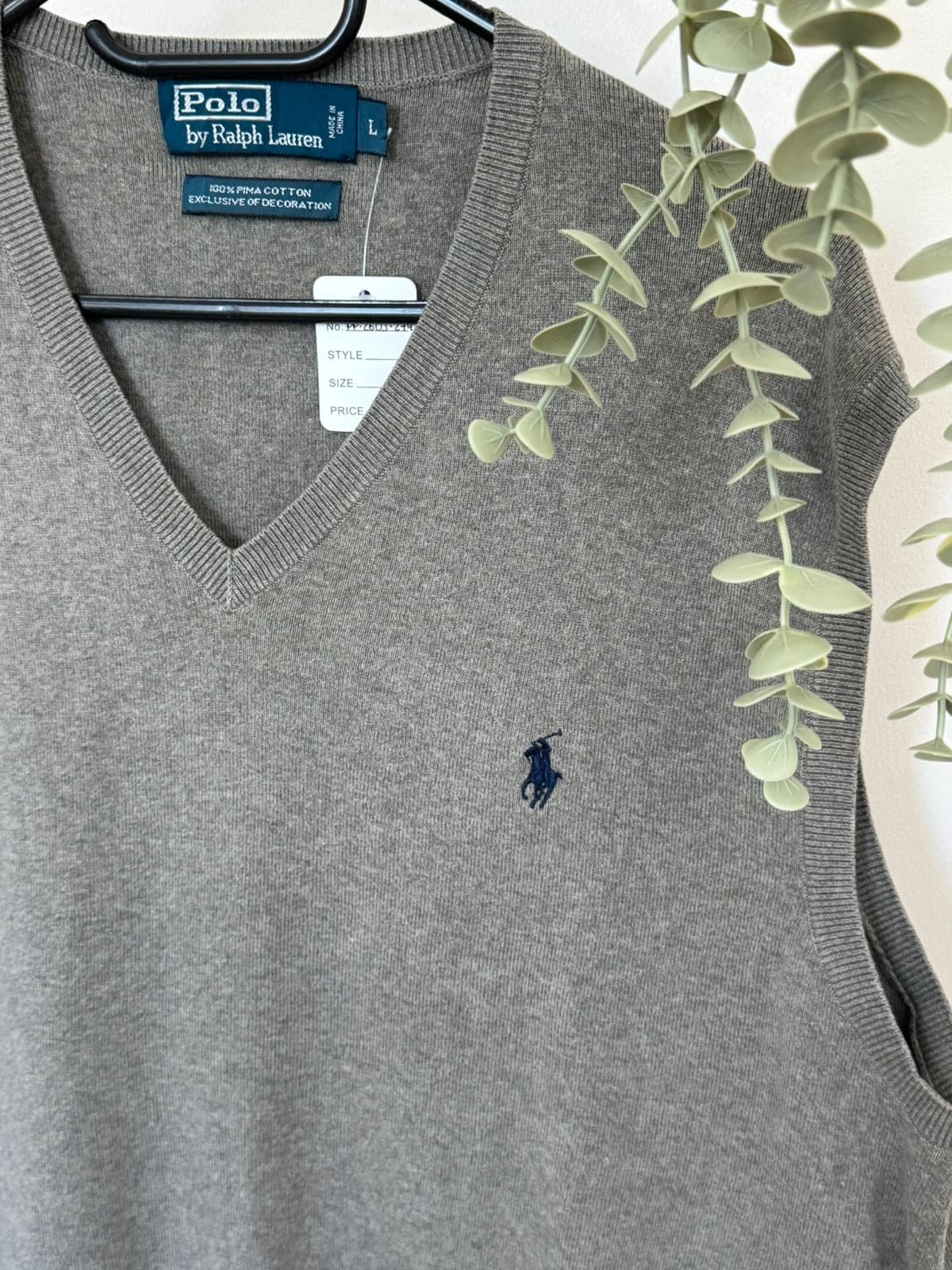 Pull sans manches Polo Ralph Lauren gris taupe taille L - PP2603274 - Photo 3/7