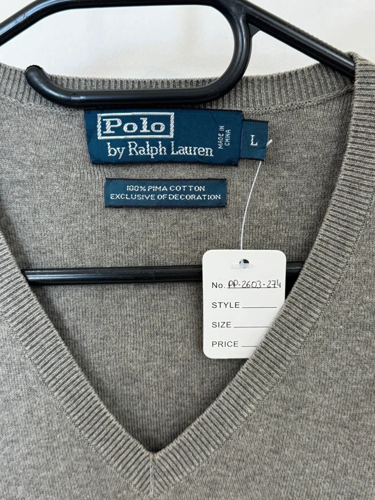 Pull sans manches Polo Ralph Lauren gris taupe taille L - PP2603274 - Photo 4/7