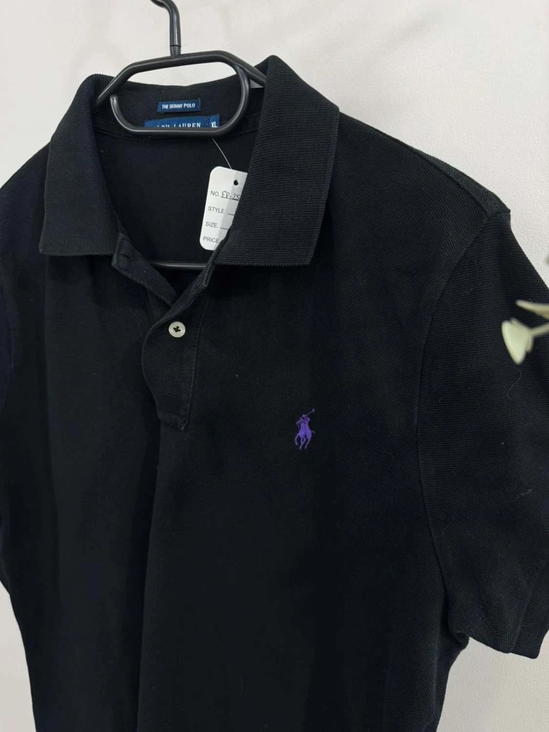 Polo Ralph Lauren The Skinny Polo noir coton piqué logo violet taille XL - FP25126 - Photo 3/9