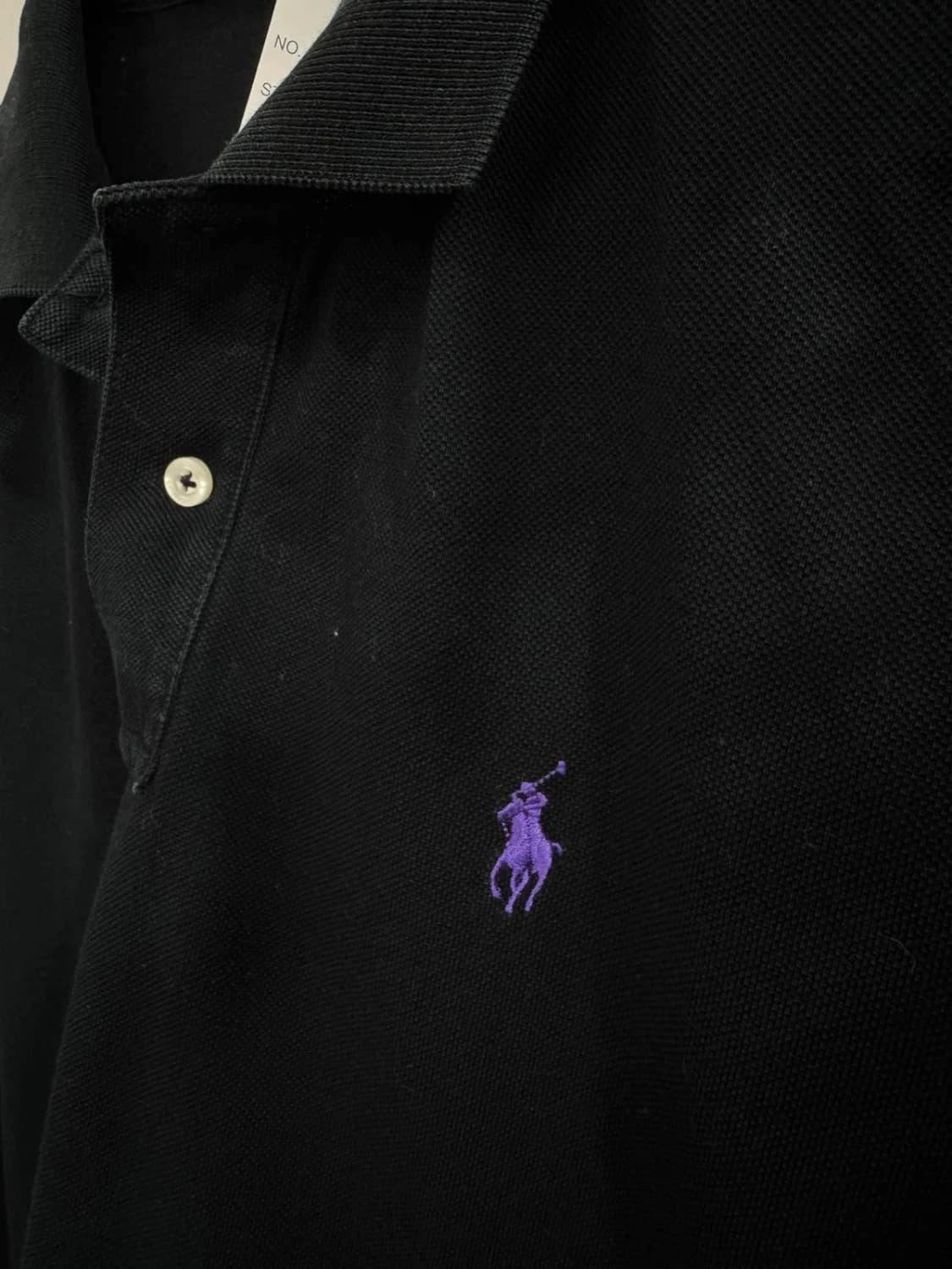 Polo Ralph Lauren The Skinny Polo noir coton piqué logo violet taille XL - FP25126 - Photo 6/9