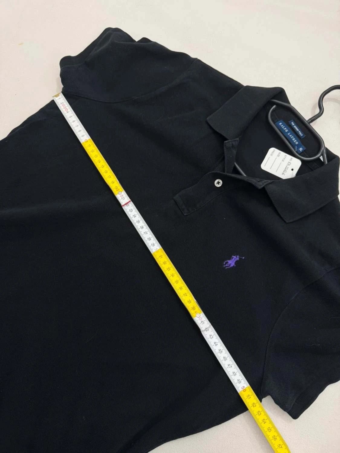 Polo Ralph Lauren The Skinny Polo noir coton piqué logo violet taille XL - FP25126 - Photo 9/9