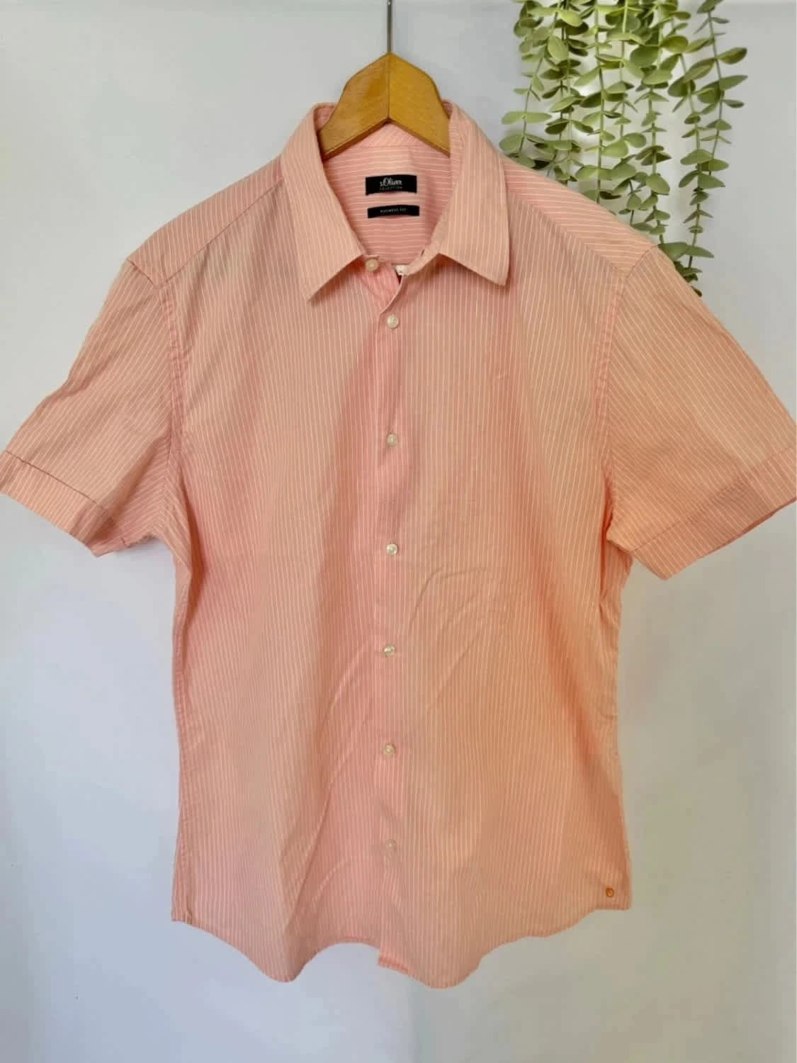 Chemise manches courtes s.Oliver à rayures saumon taille 40 - Photo 2/7