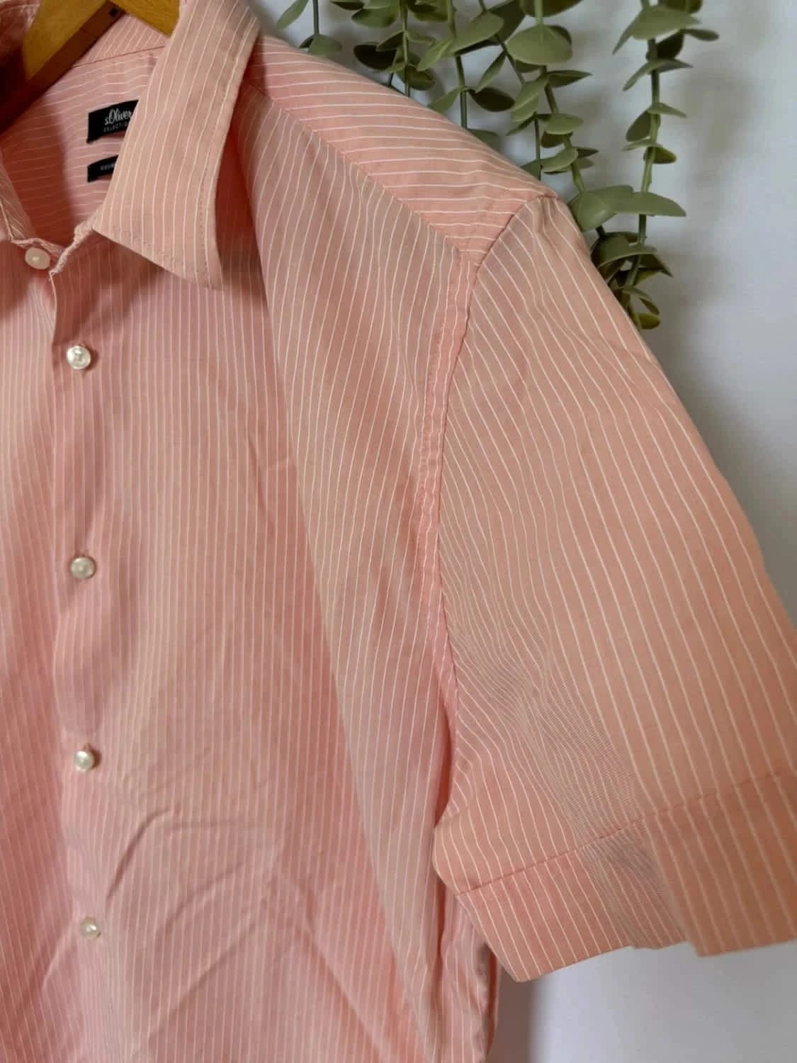 Chemise manches courtes s.Oliver à rayures saumon taille 40 - Photo 4/7