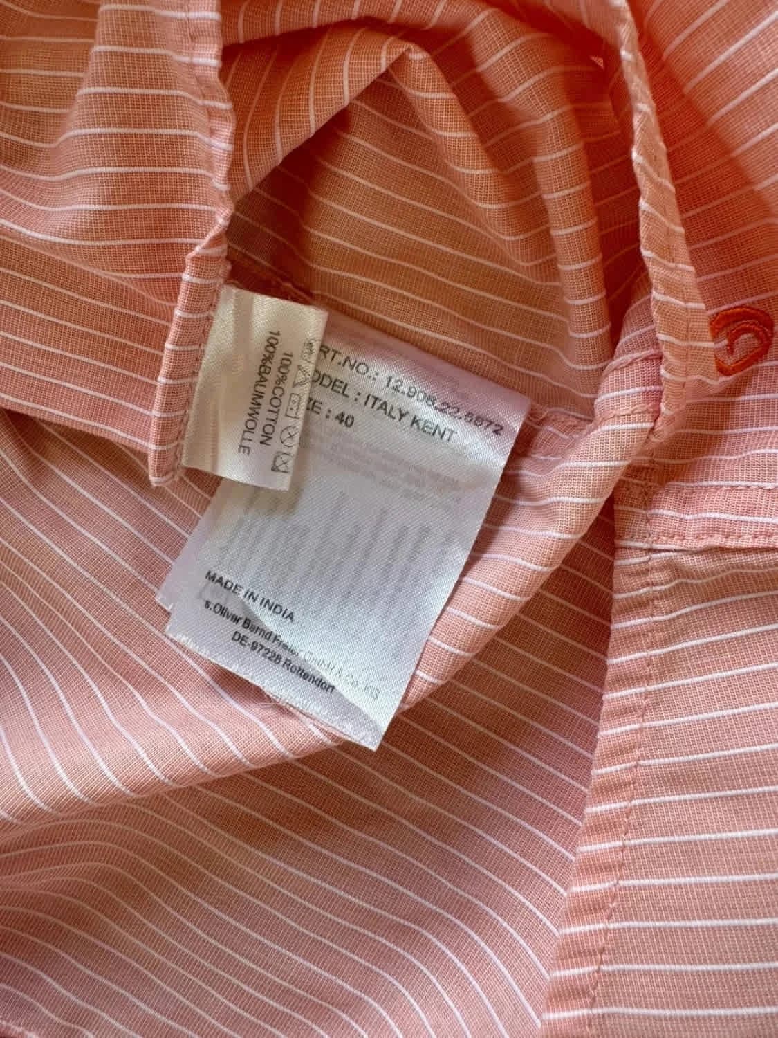 Chemise manches courtes s.Oliver à rayures saumon taille 40 - Photo 7/7