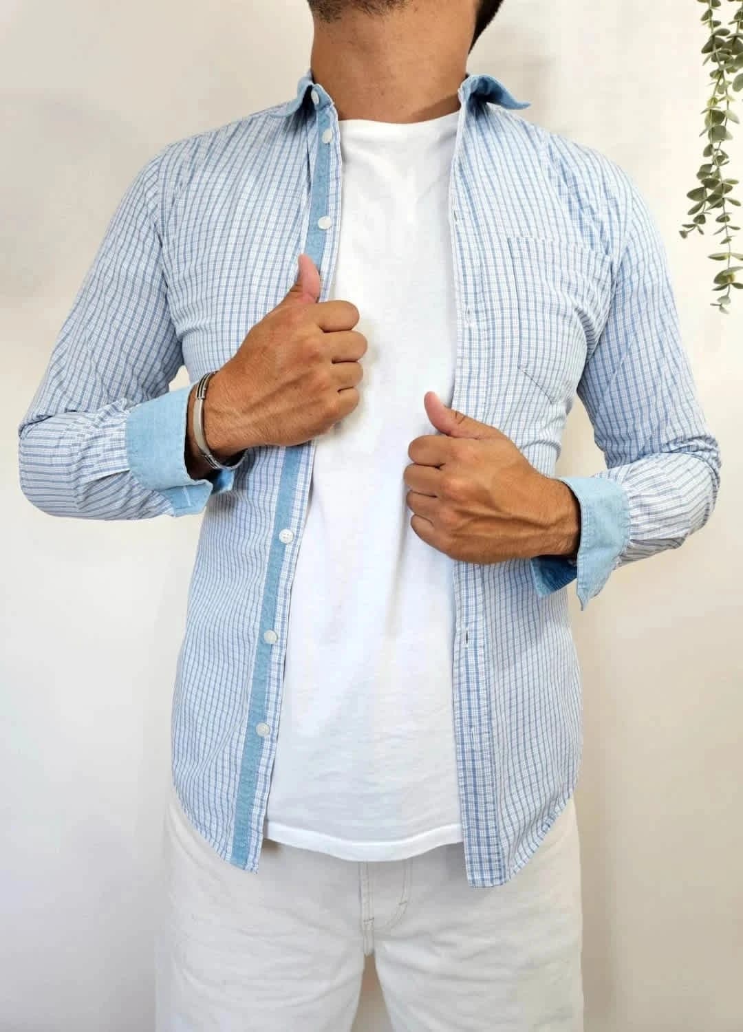 Chemise D&G Dolce & Gabbana BRAD à carreaux bleus col denim taille 40/M - Photo 1/10