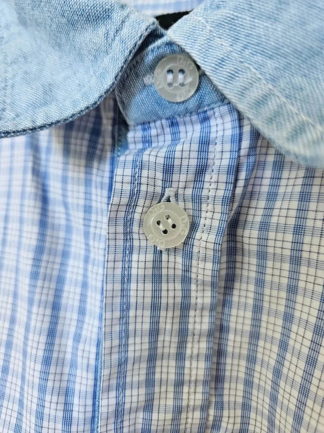 Chemise D&G Dolce & Gabbana BRAD à carreaux bleus col denim taille 40/M - Photo 4/10