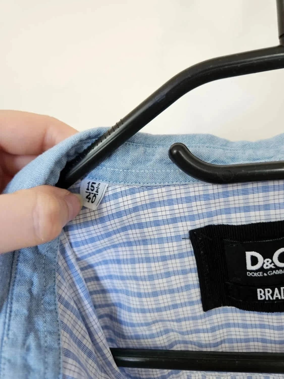 Chemise D&G Dolce & Gabbana BRAD à carreaux bleus col denim taille 40/M - Photo 7/10