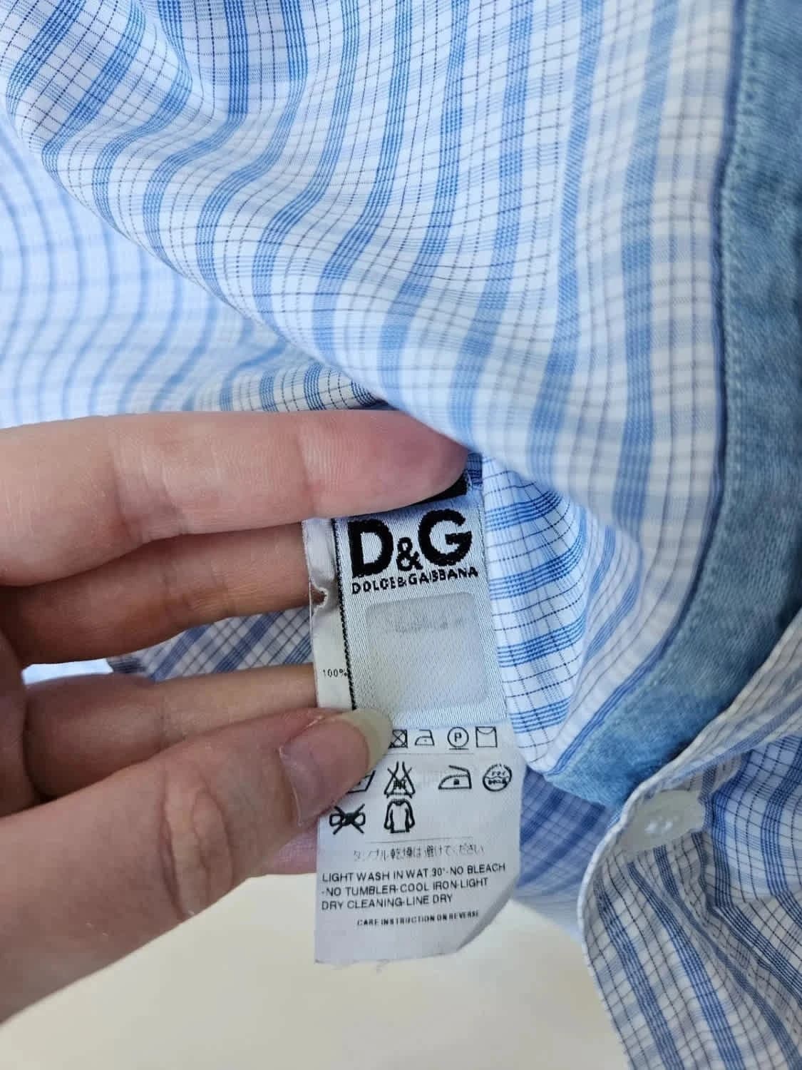 Chemise D&G Dolce & Gabbana BRAD à carreaux bleus col denim taille 40/M - Photo 8/10