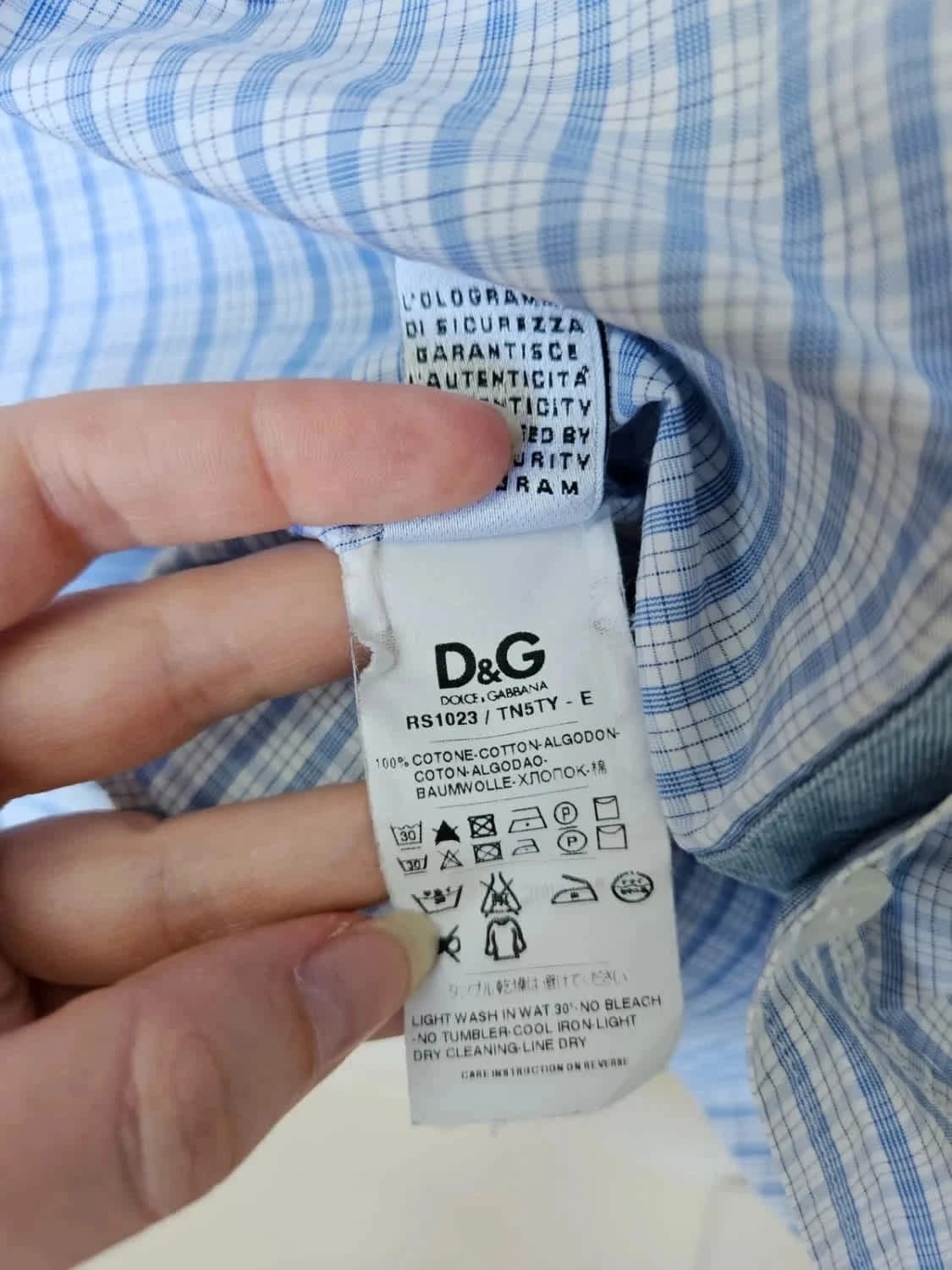 Chemise D&G Dolce & Gabbana BRAD à carreaux bleus col denim taille 40/M - Photo 9/10