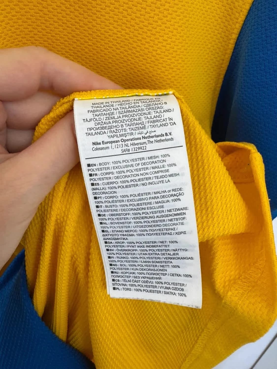 Tee-shirt Nike Dri-Fit Authentic jaune et bleu taille L - Photo 3/7
