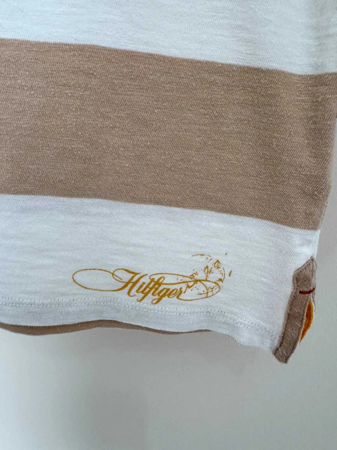 T-shirt Tommy Hilfiger rayé manches trois quarts beige blanc taille XS - FP2512199 - Photo 3/8